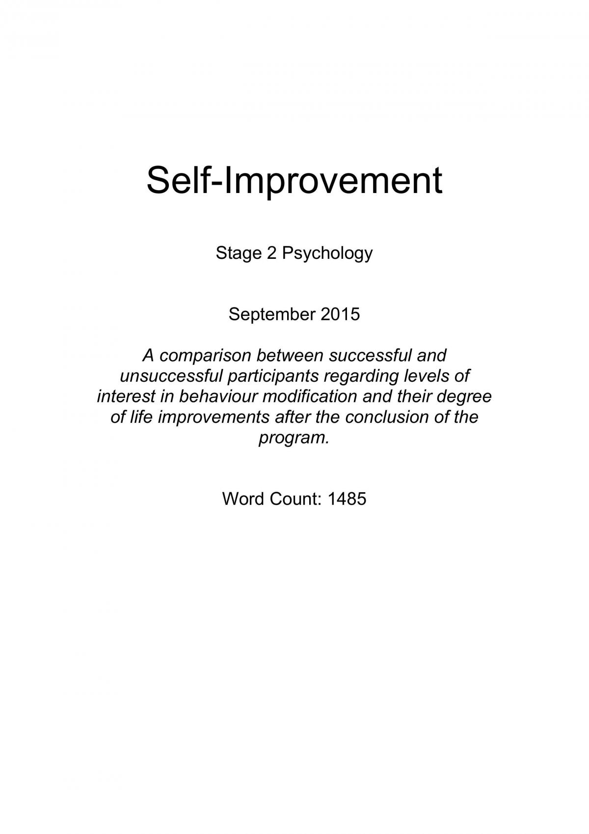 SACE Psychology Self Improvement Assignment Learning Psychology 