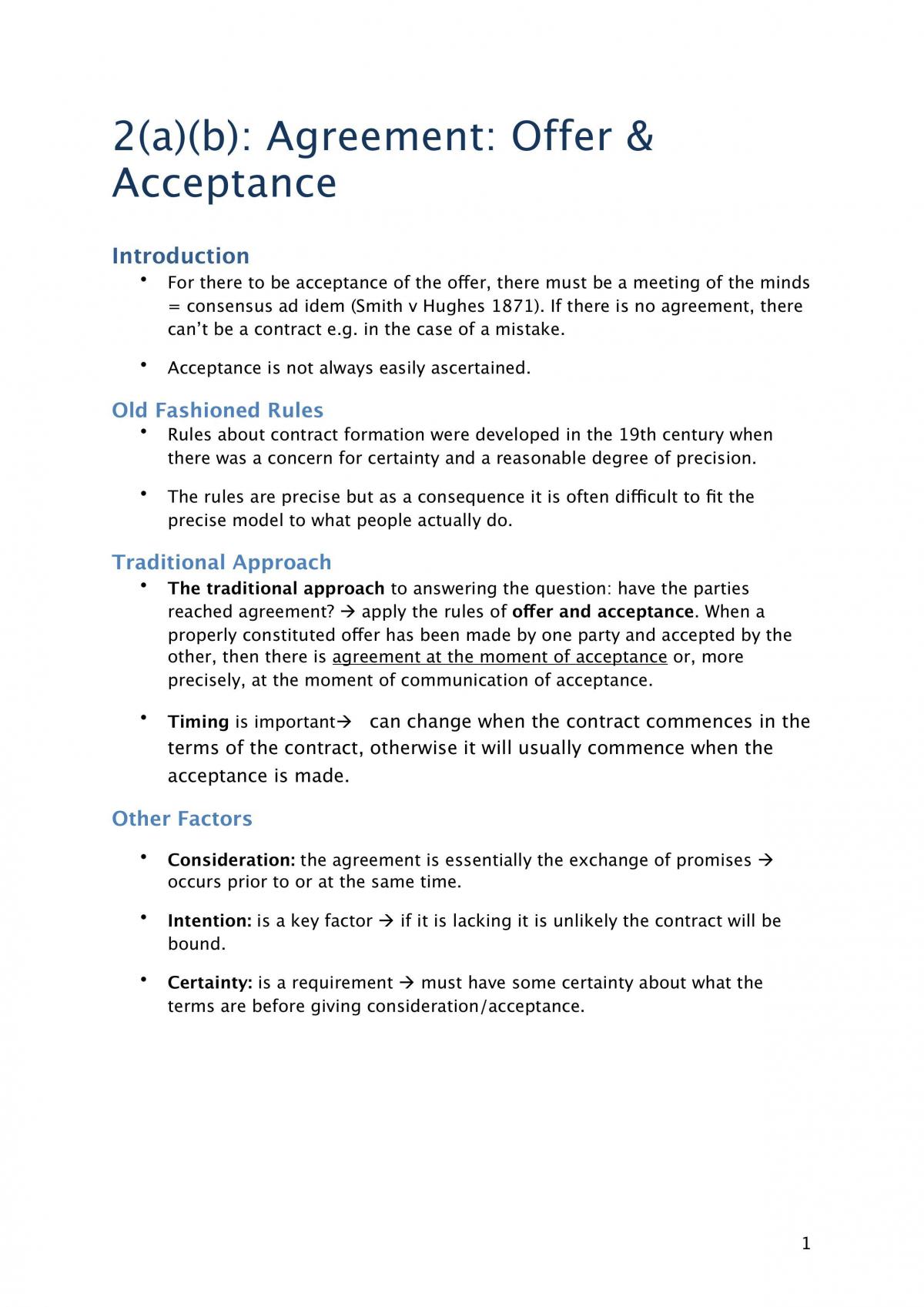 Contract Law - Agreement - Page 1