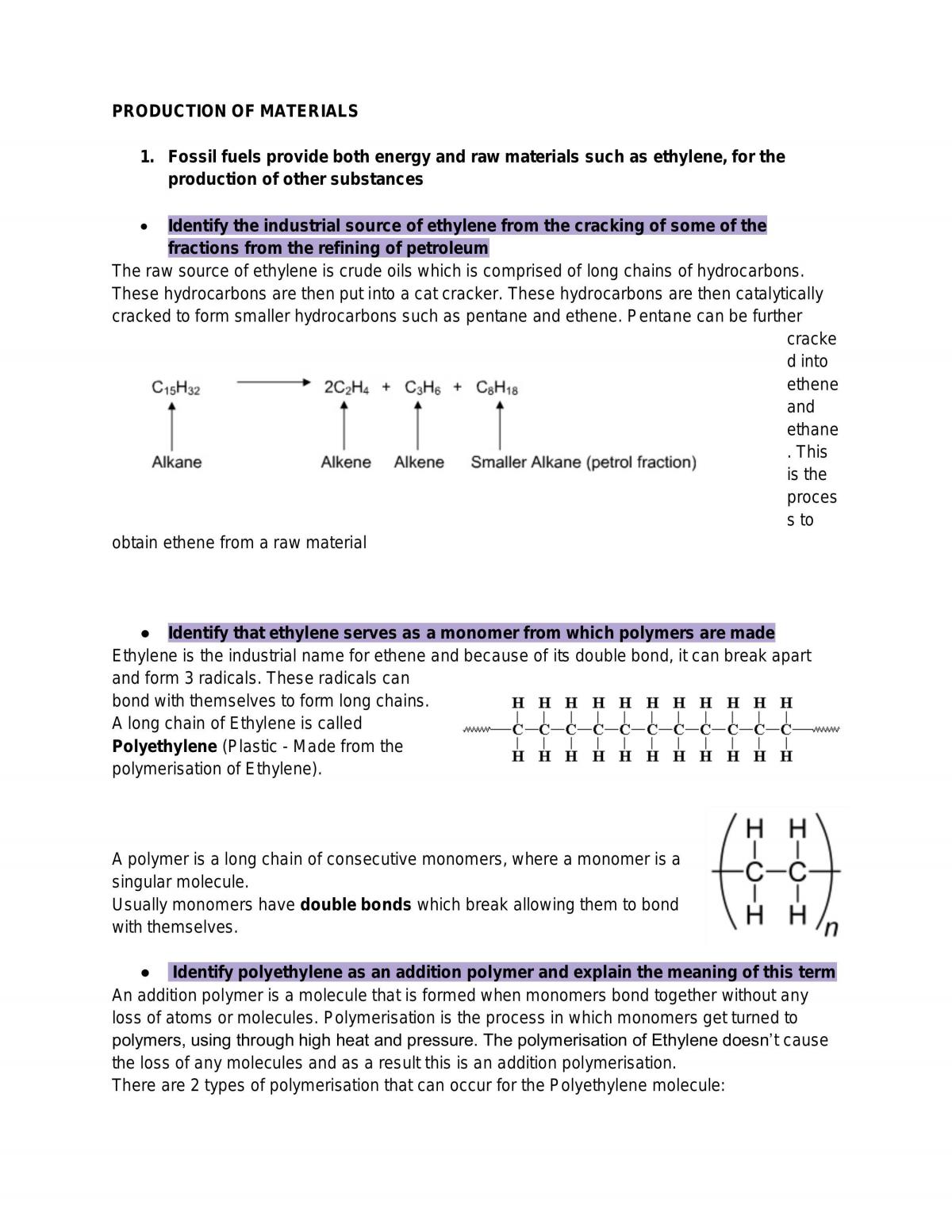 Production of Materials - Page 1