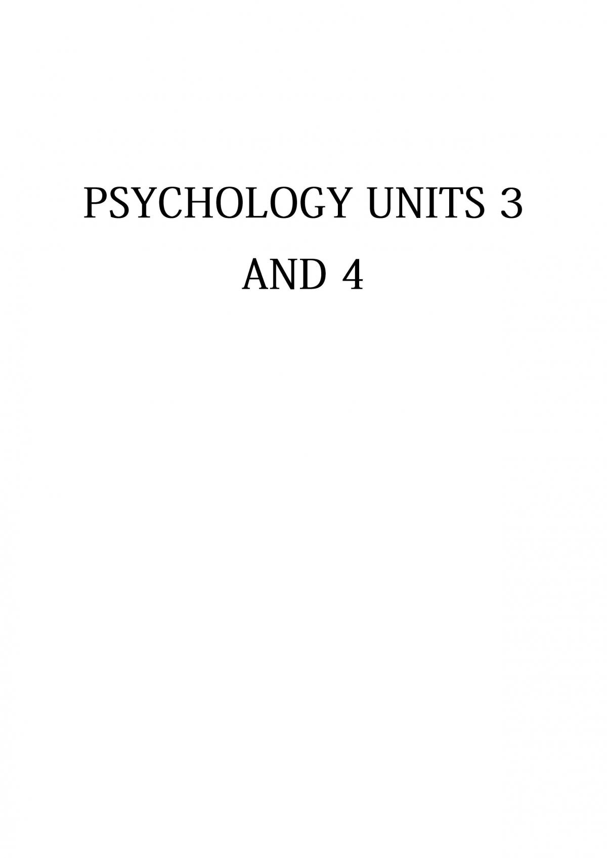 Psychology 3/4 Comprehensive Notes - Page 1