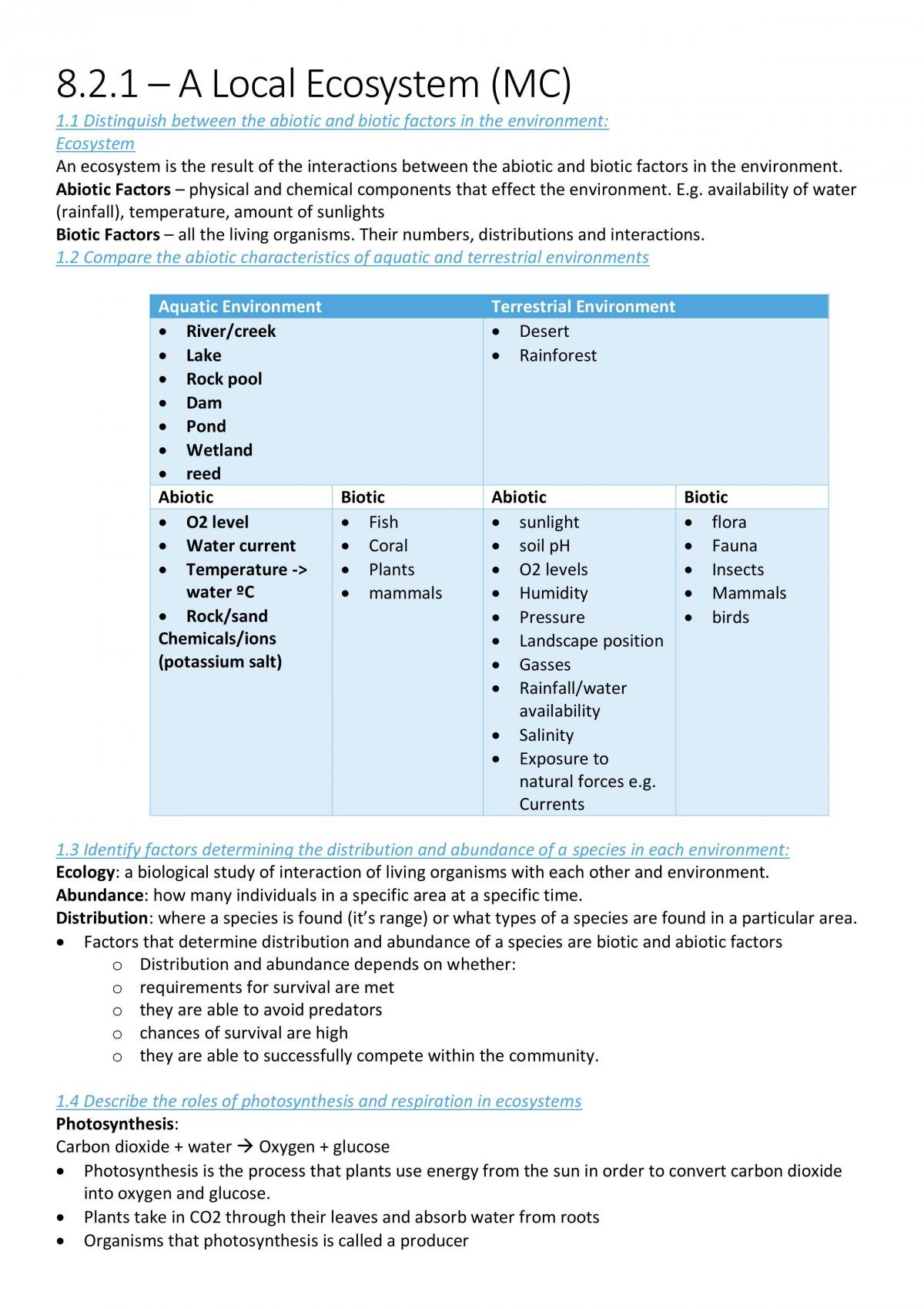 Biology Notes  - Page 1