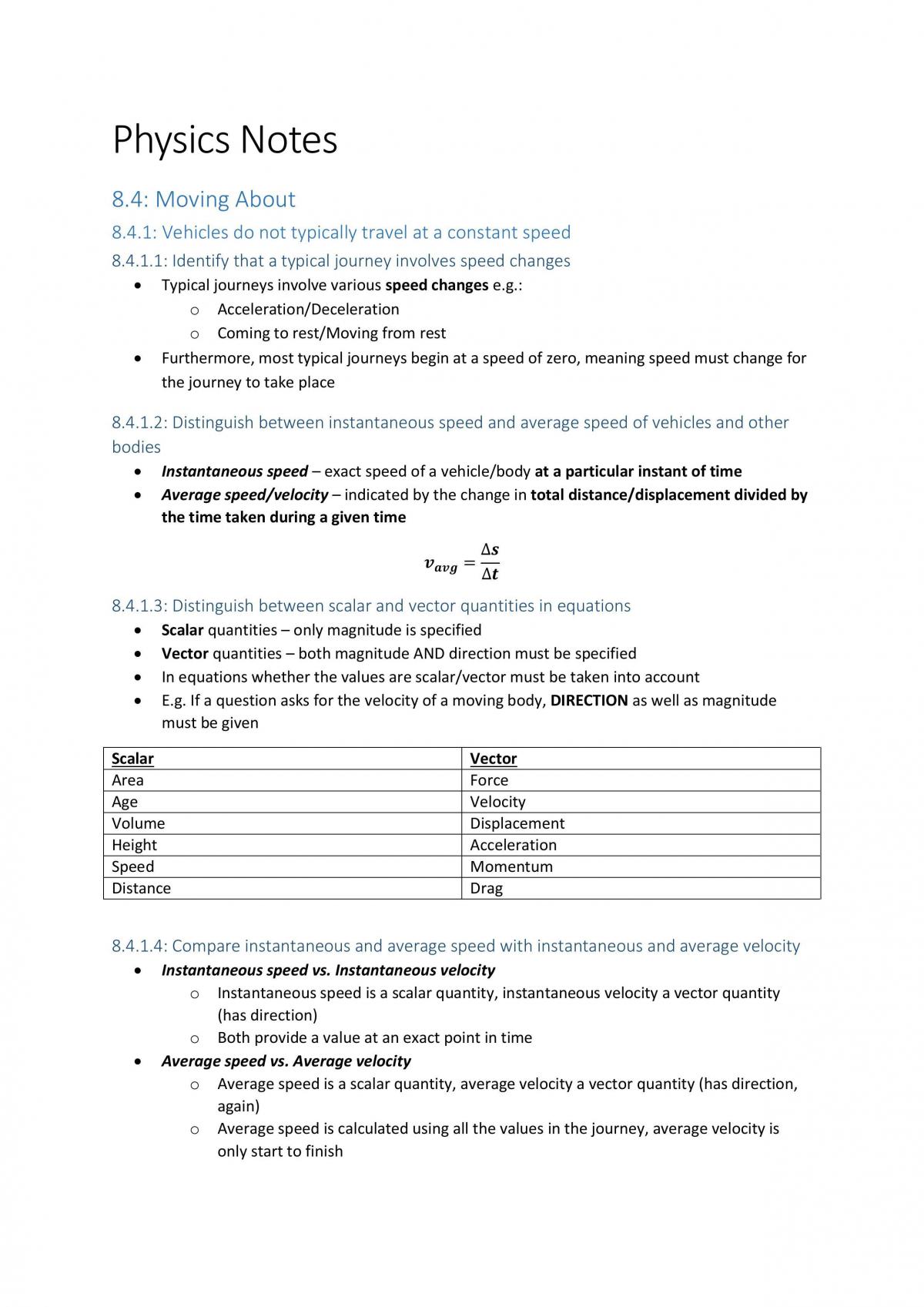 Physics Notes (Prelim) - Page 1