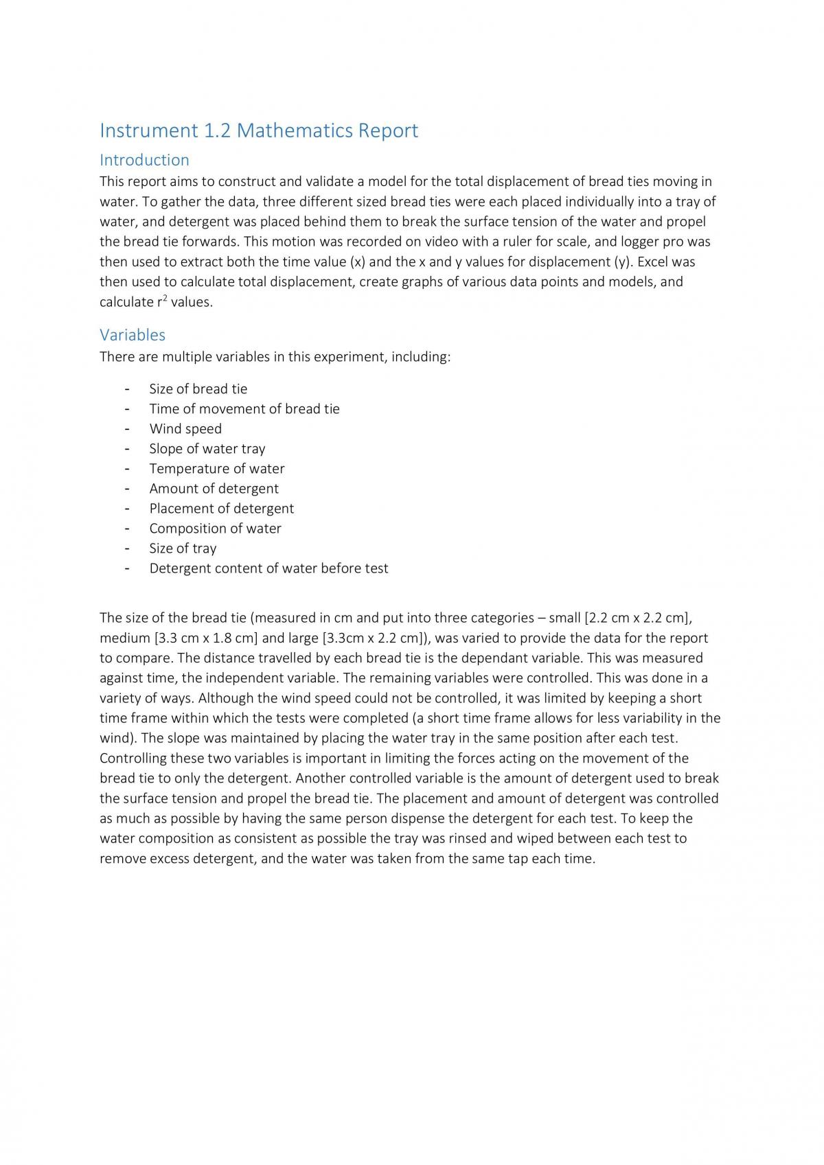 Modelilng Movement of Bread Tie Maths Report - Page 1