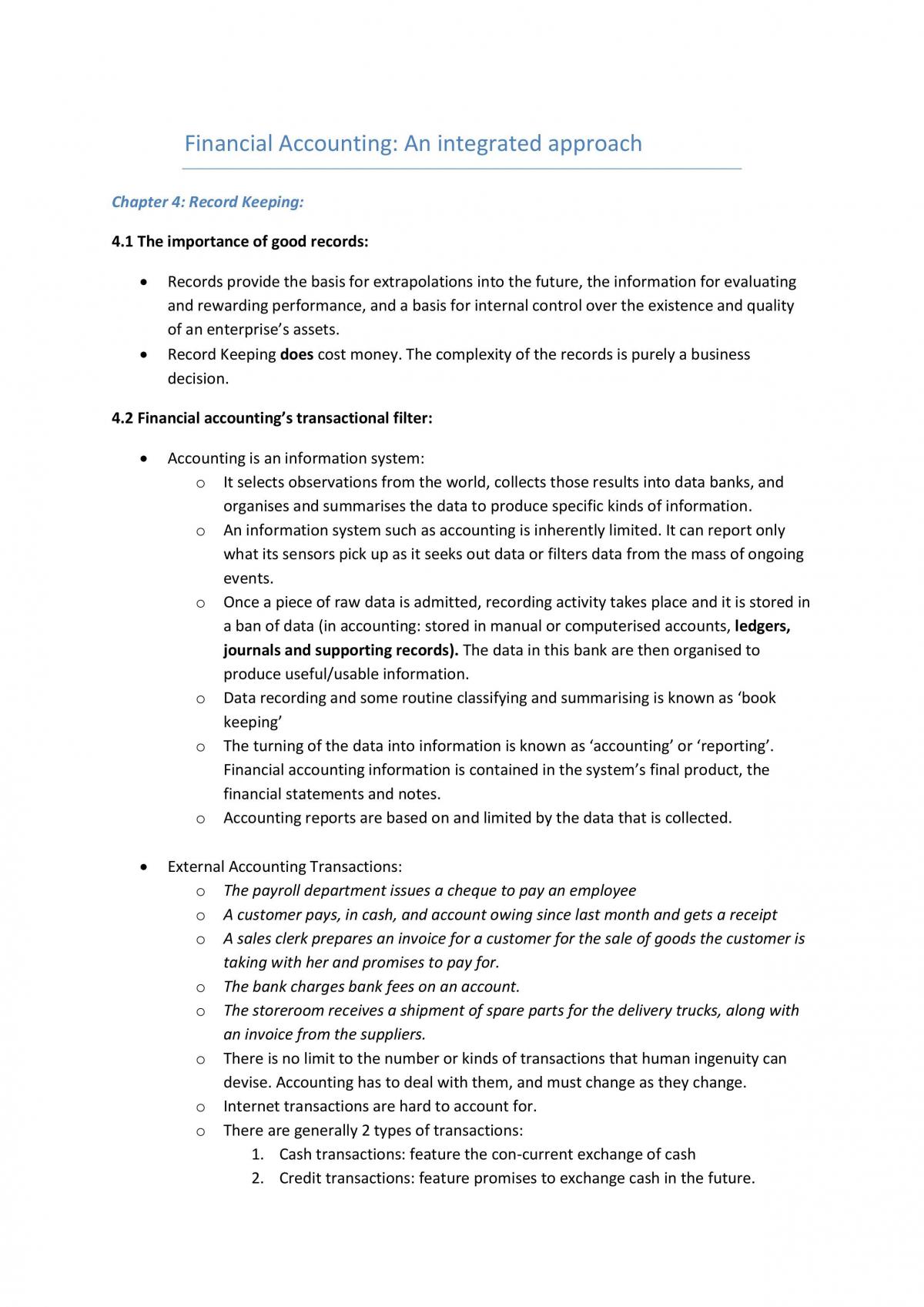 ACCT1501 Record Keeping notes - Page 1