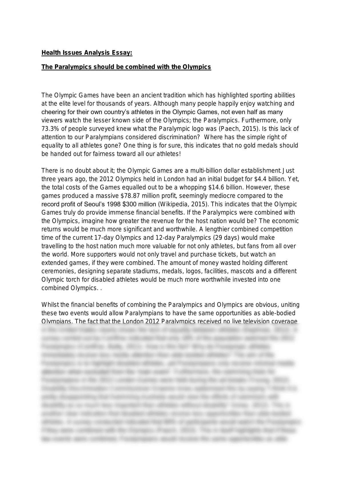 Physical Education Issues Analysis  - Page 1