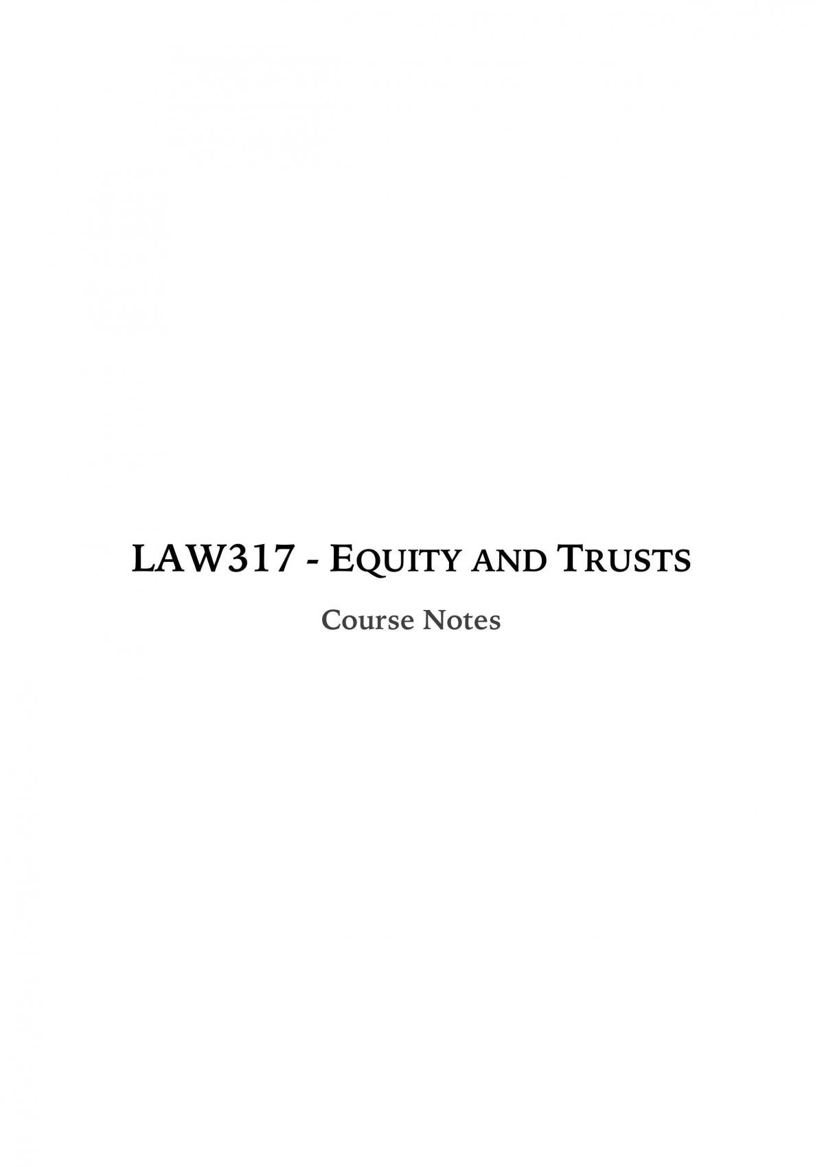 Comprehensive Lecture and Tutorial Notes for Equity and Trusts - Page 1