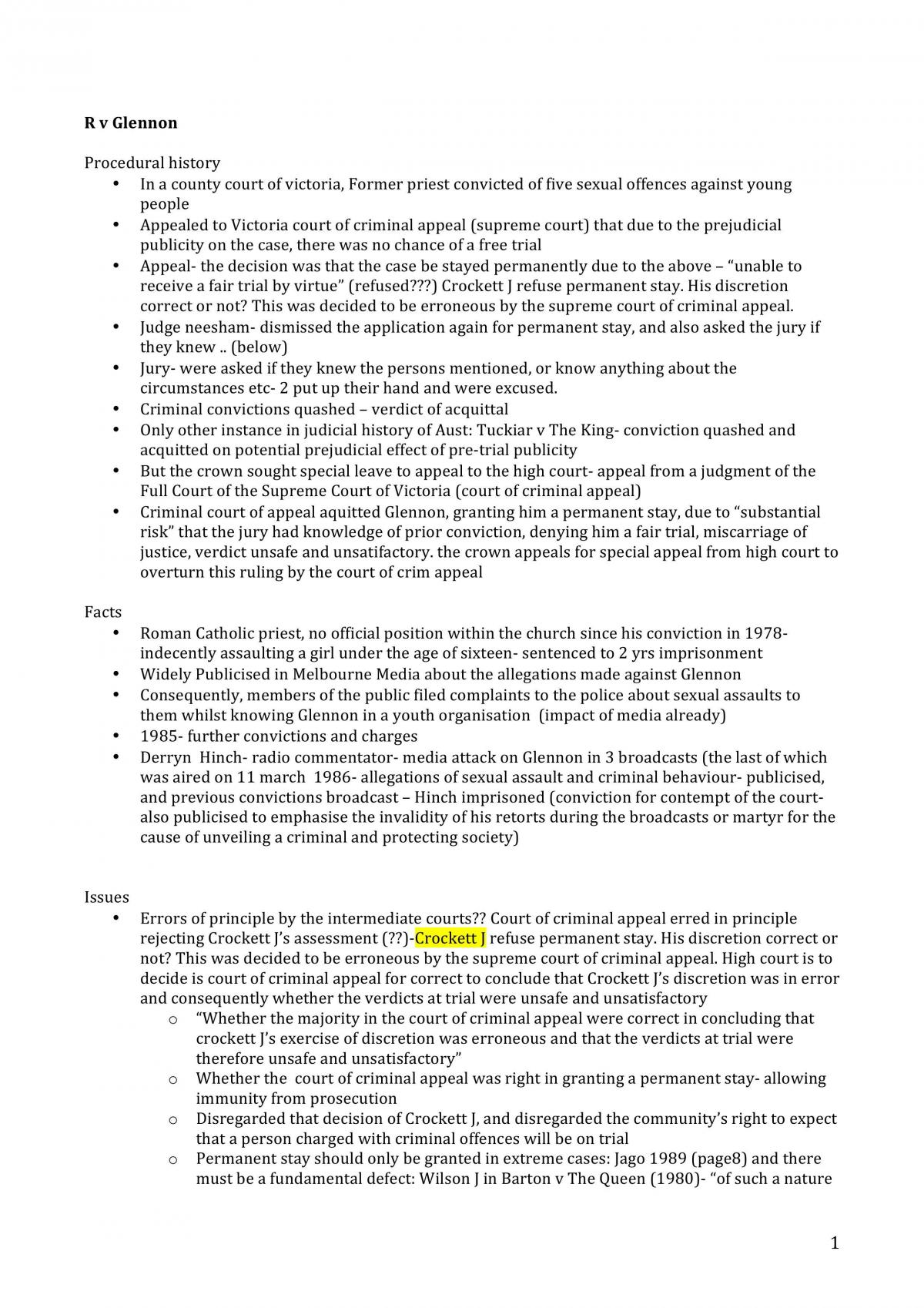 Glennon Notes - Page 1