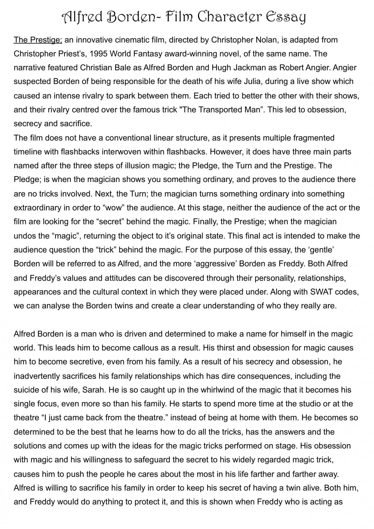 The Prestige Character Analysis - Page 1