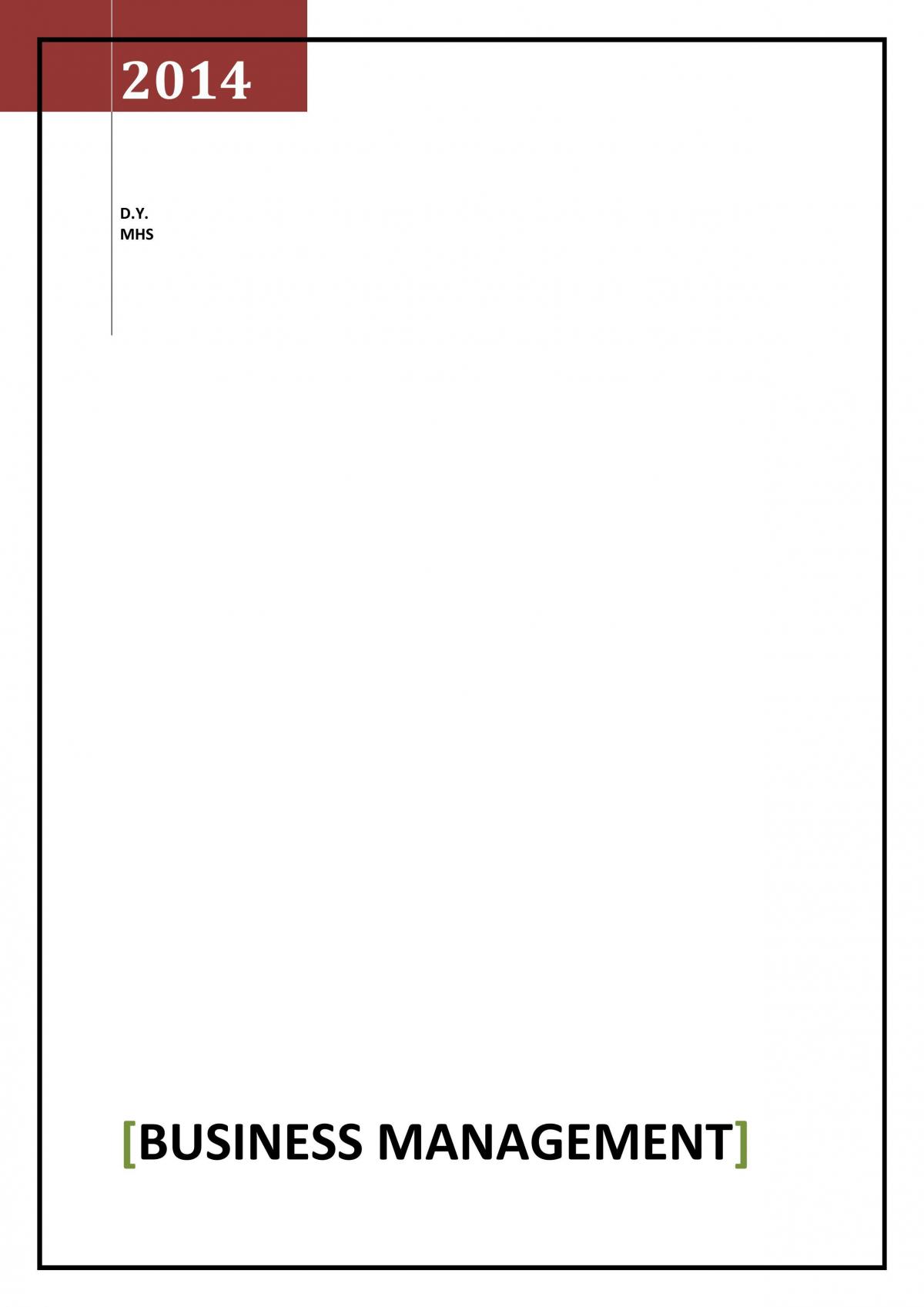 Business Management Full Study Notes 3/4 - Page 1