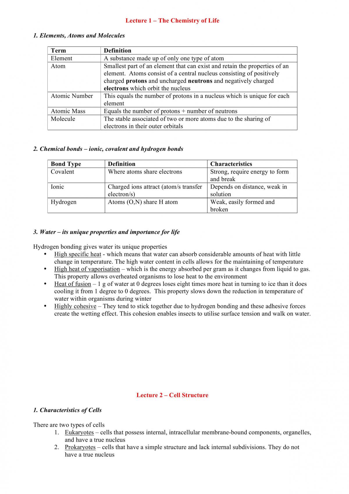 Study Notes - Biology - Page 1