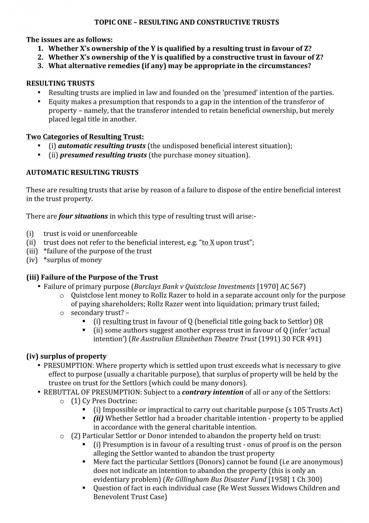 Trust B - Exam Notes - Page 1