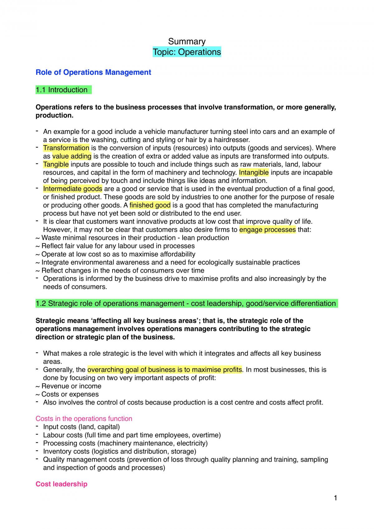 Business Studies Notes - Page 1