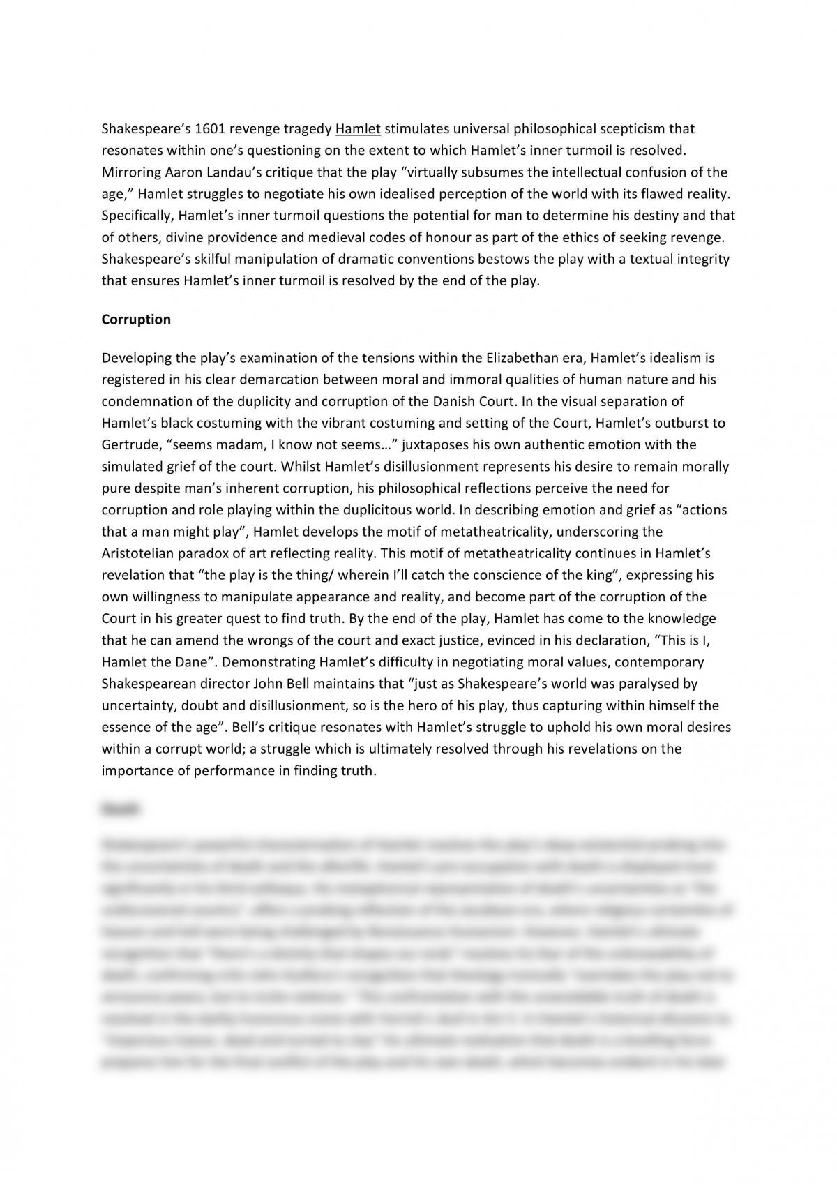 Hamlet Essay - Page 1