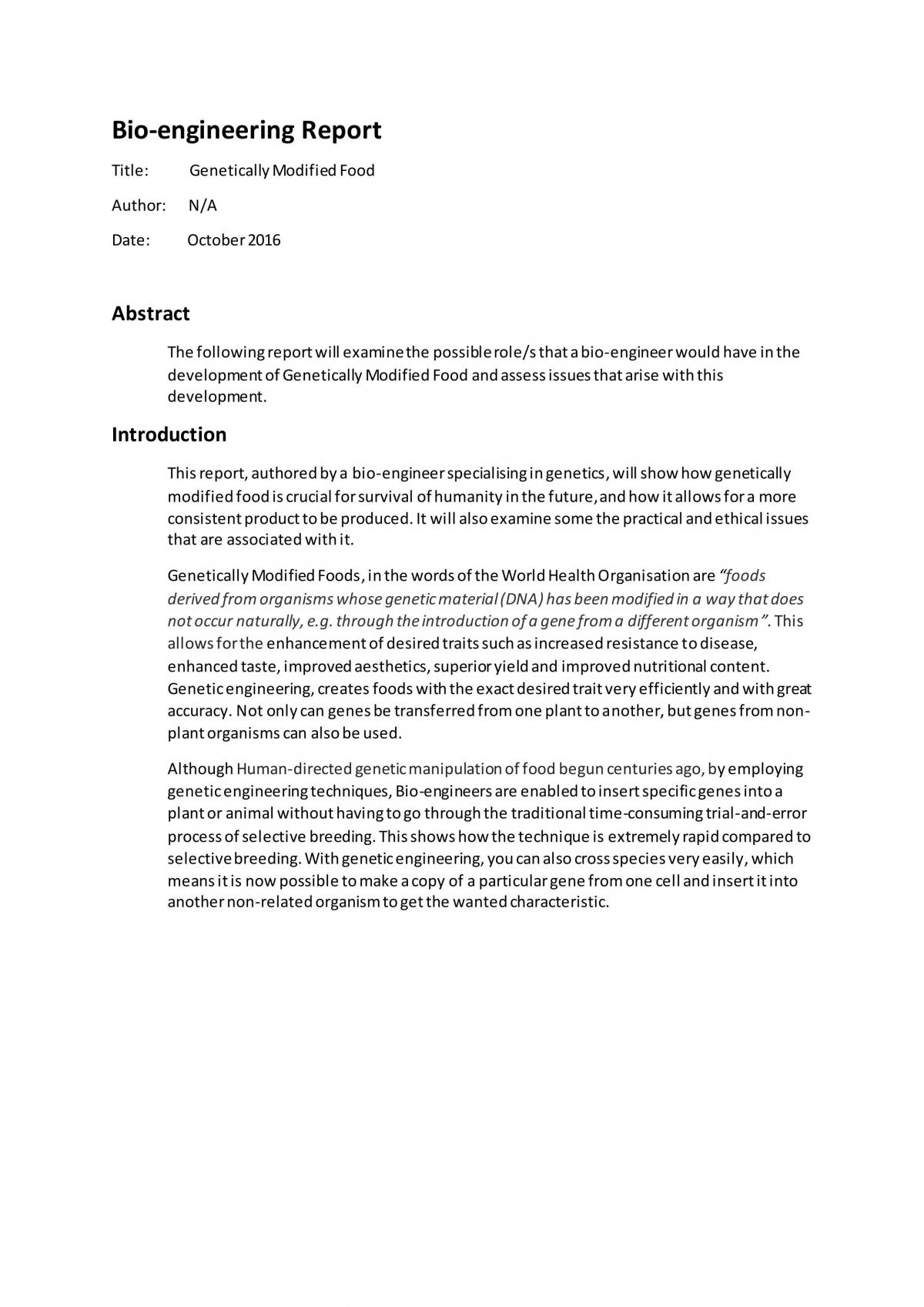 Bio-Engineering  Report - Page 1