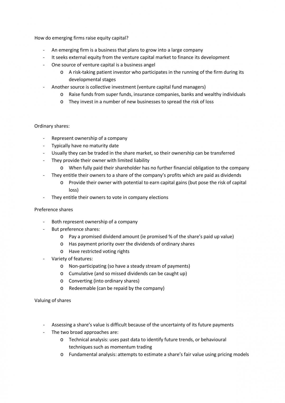 The Financial System - Shares Notes - Page 1