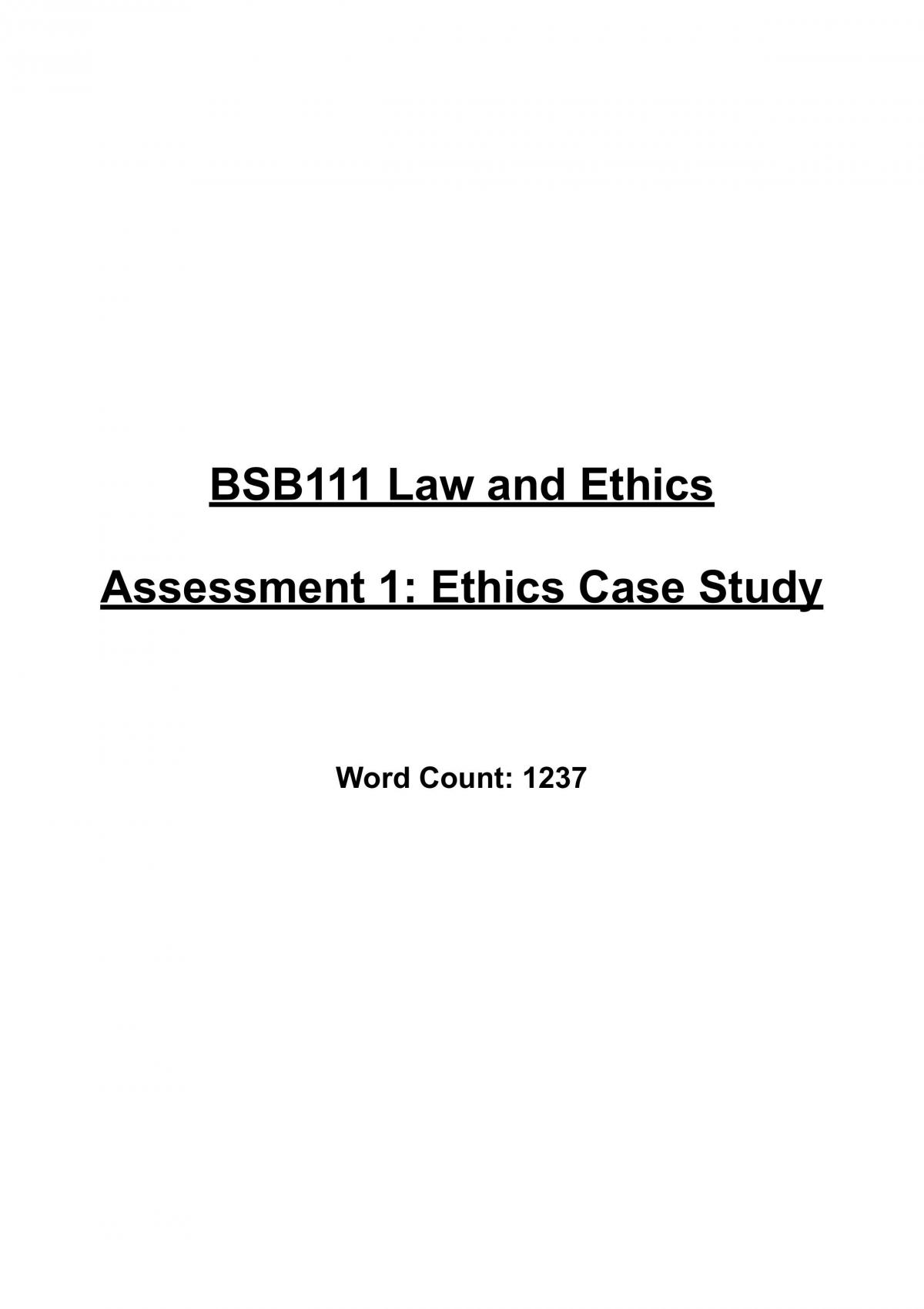 case study related to business ethics
