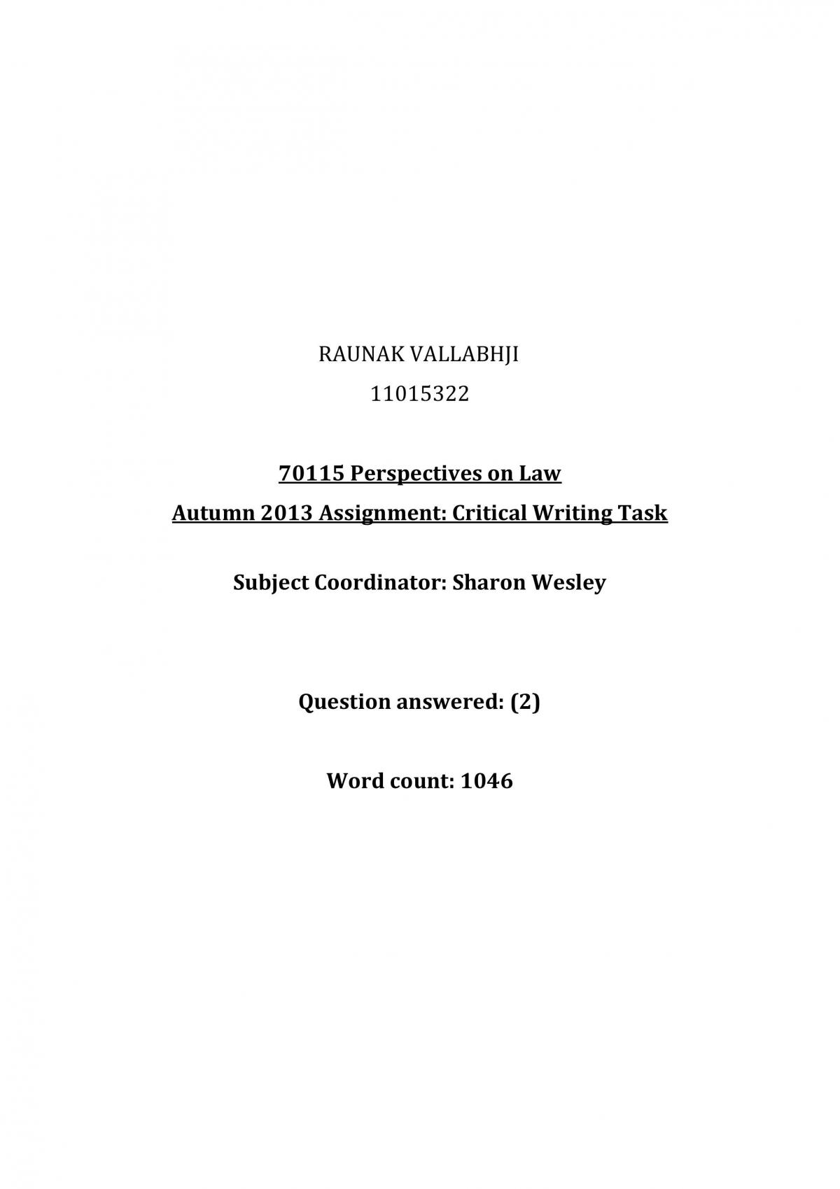 Perspectives on law assignment  - Page 1