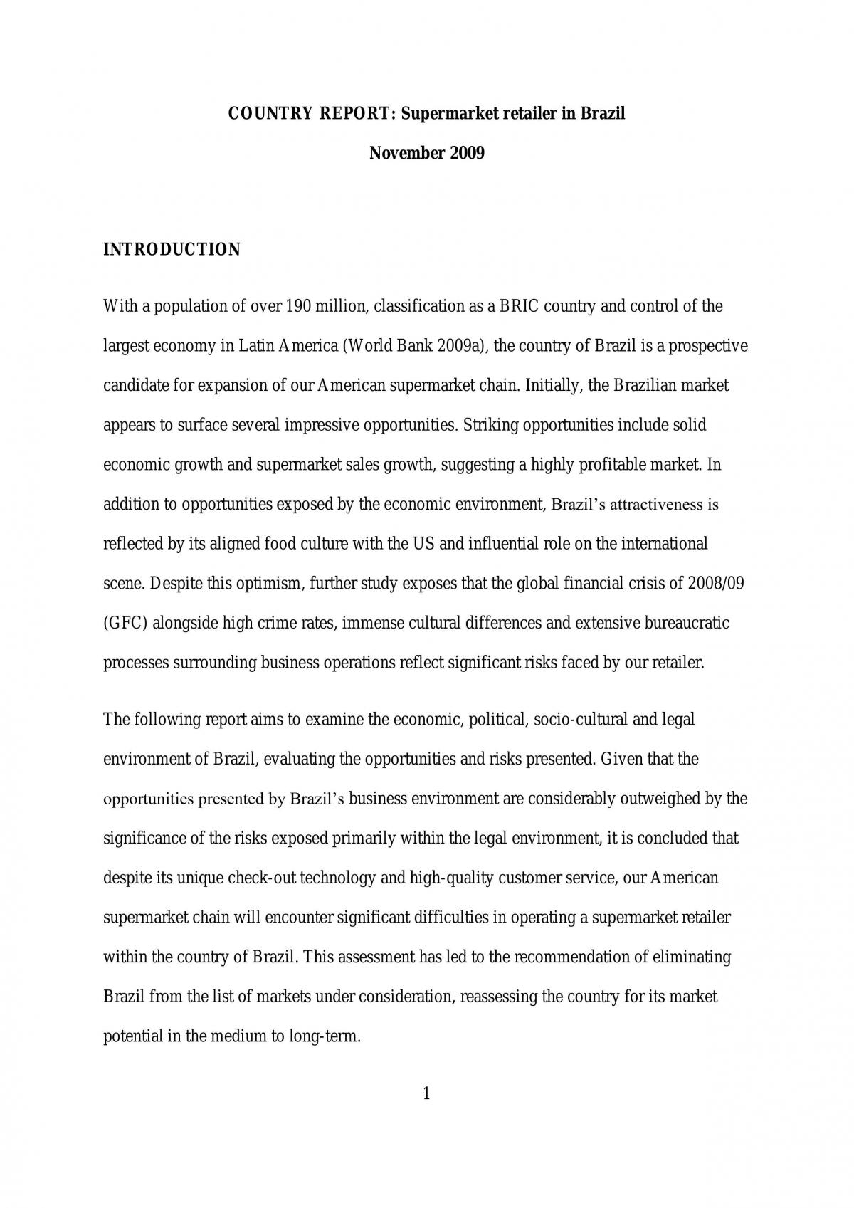 Country Report - Page 1