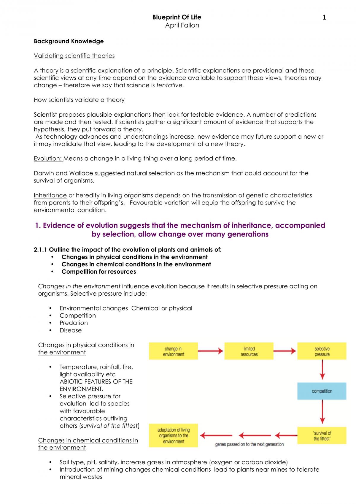 BluePrint of Life Full Syllabus Notes - Page 1