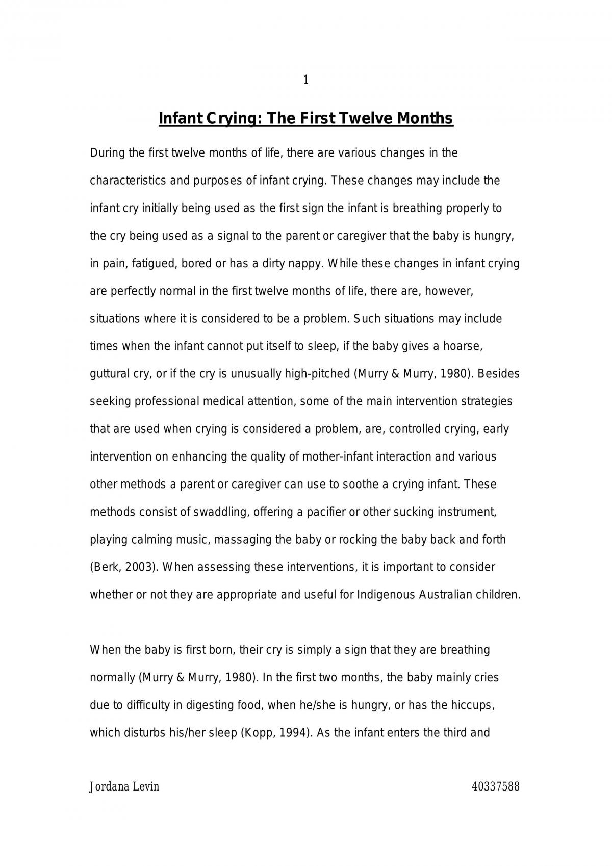 Infant Crying - Page 1