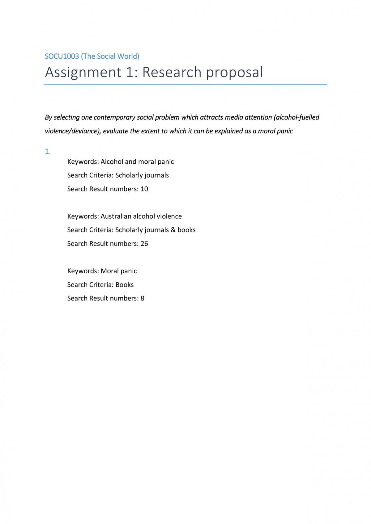 The Social World Research Proposal - Page 1