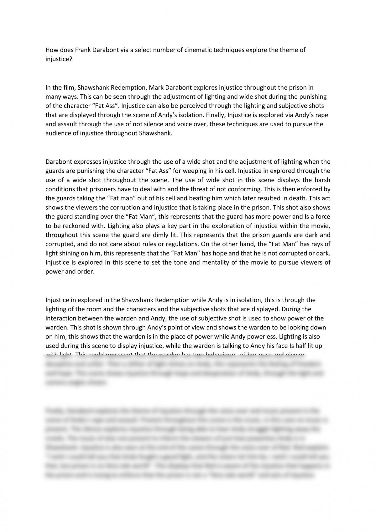 shawshank redemption compare and contrast essay