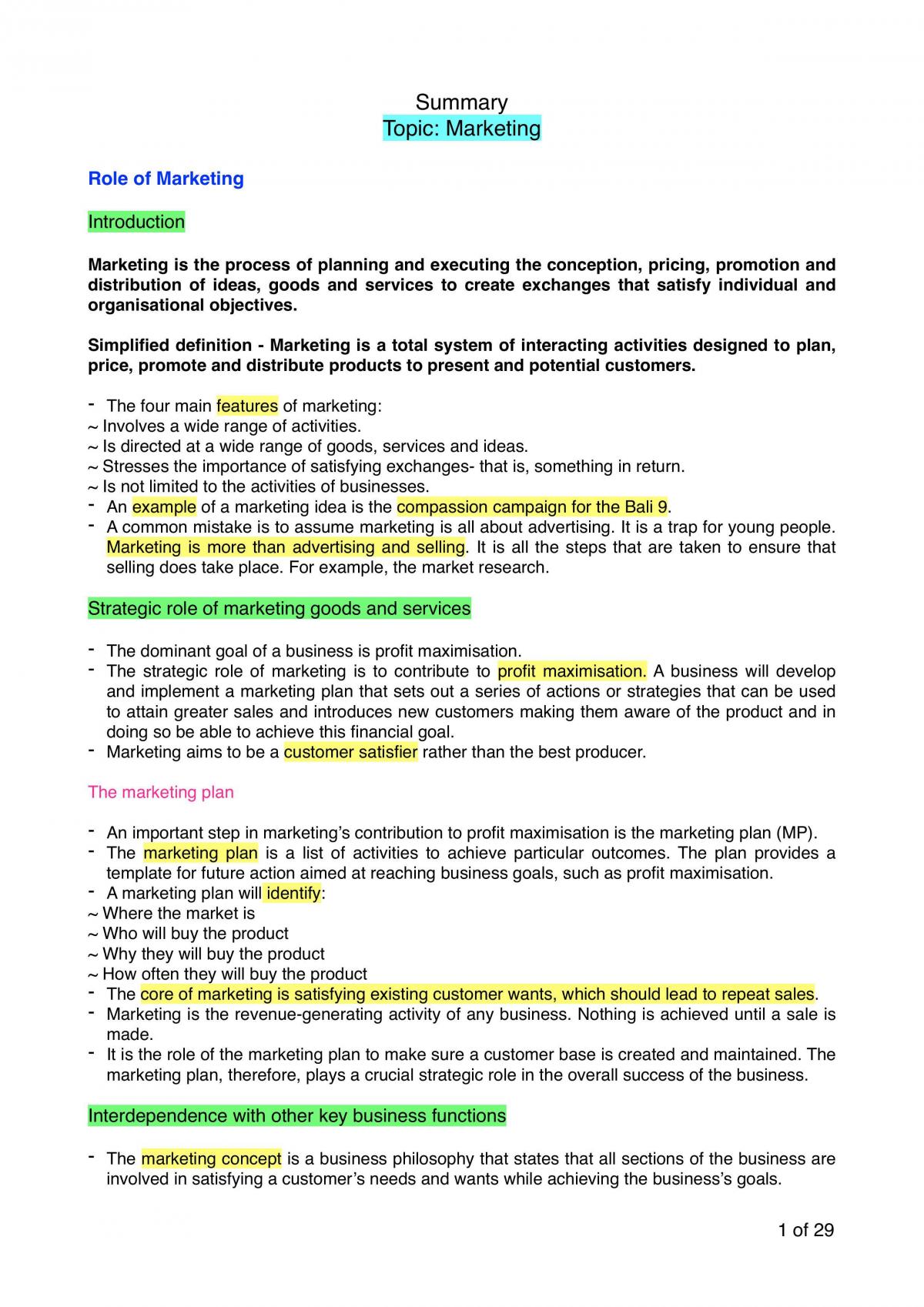Business Studies Notes - Page 1