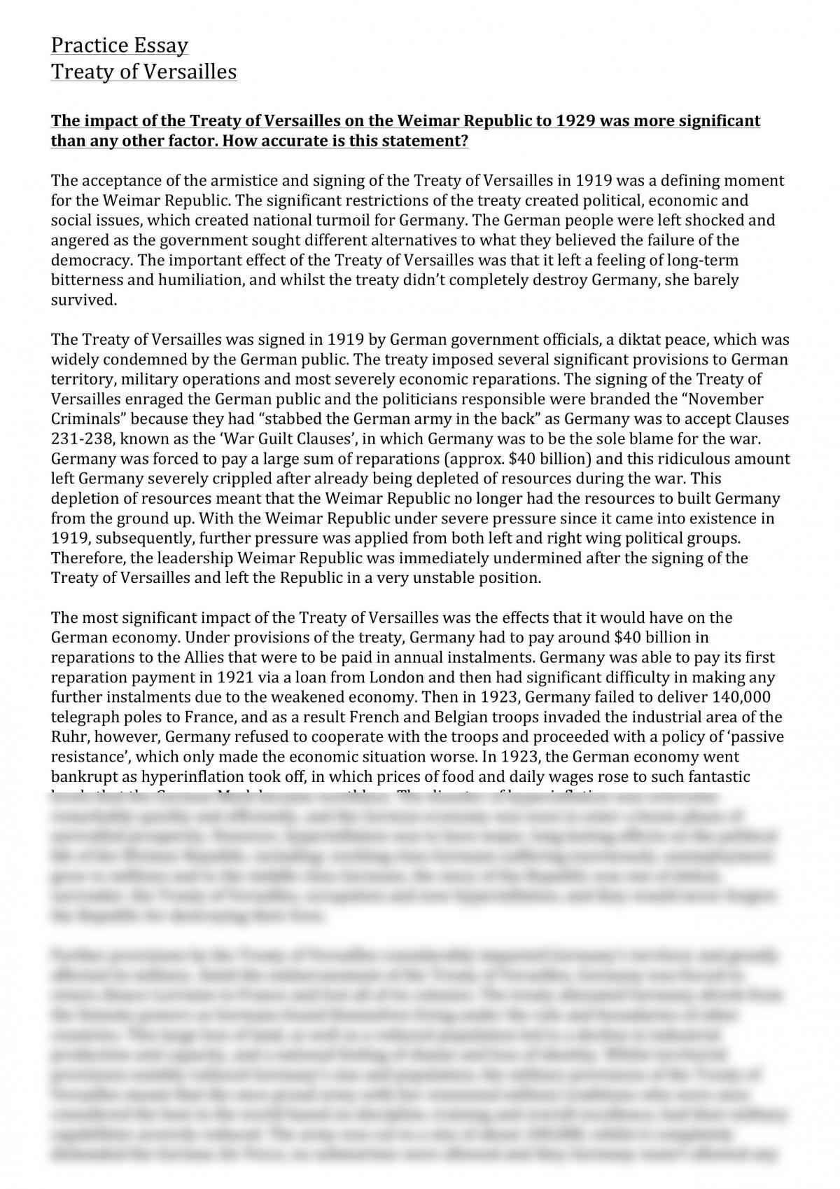 treaty of versailles essay pdf