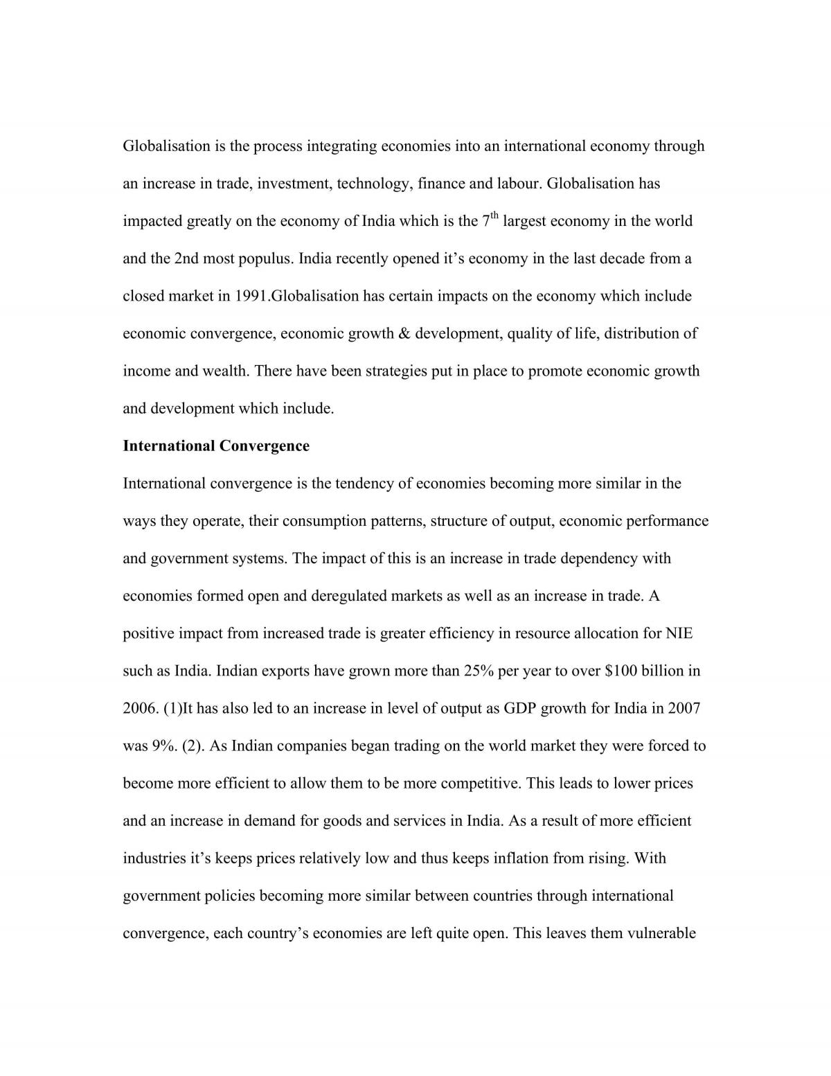 globalization essay example