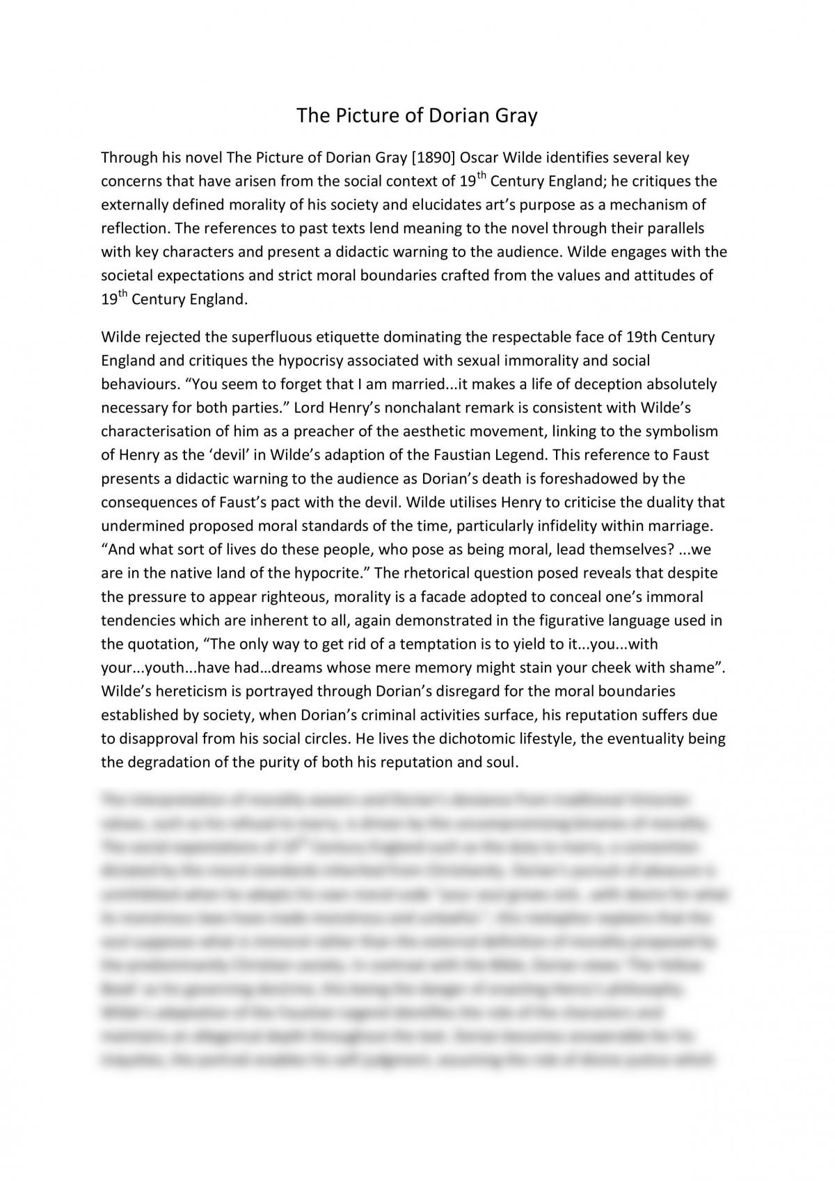 dorian gray essays grade 12