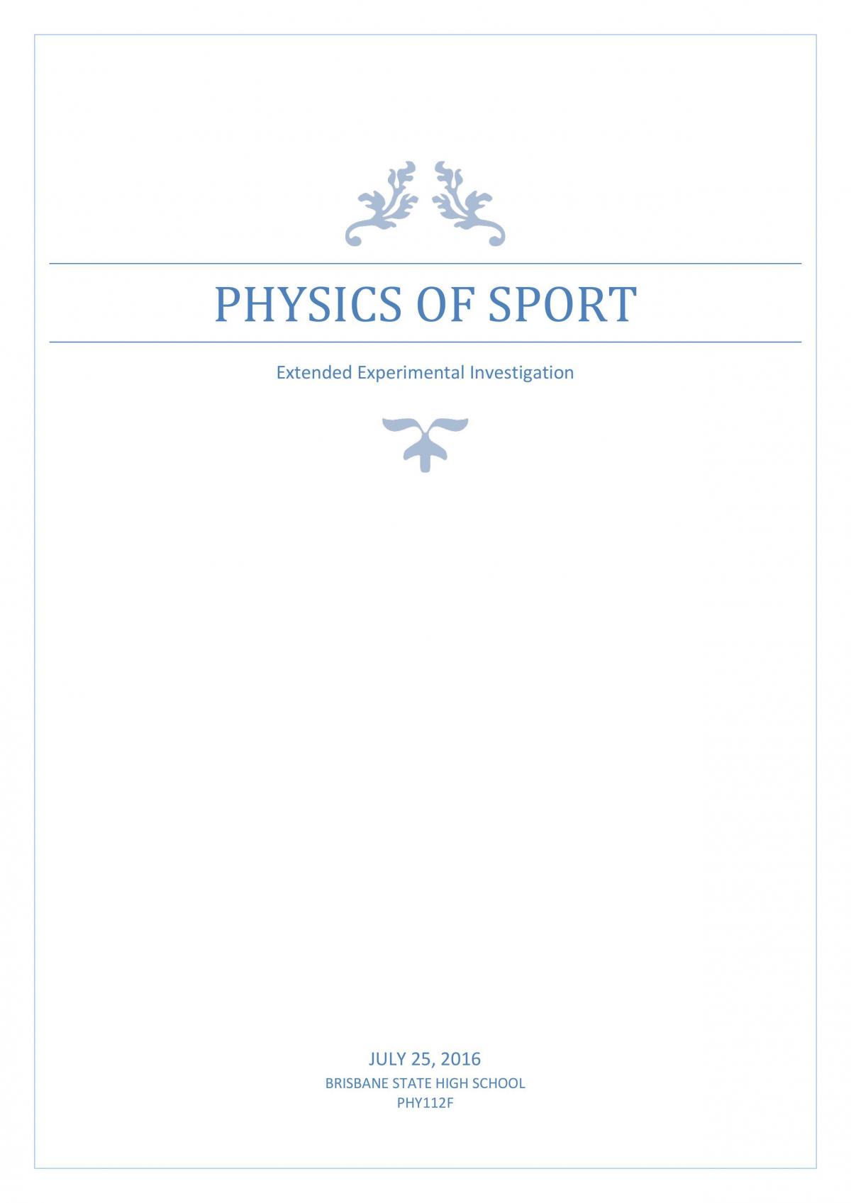 Extended Experimental Investigation - Effects of Temperature on the Restitutional Coefficient of a Golf Ball  - Page 1