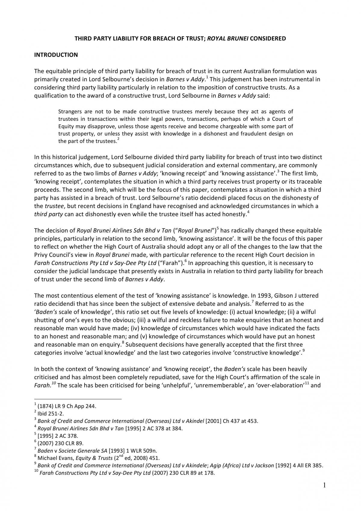 Equity and Trusts Essay  - Page 1