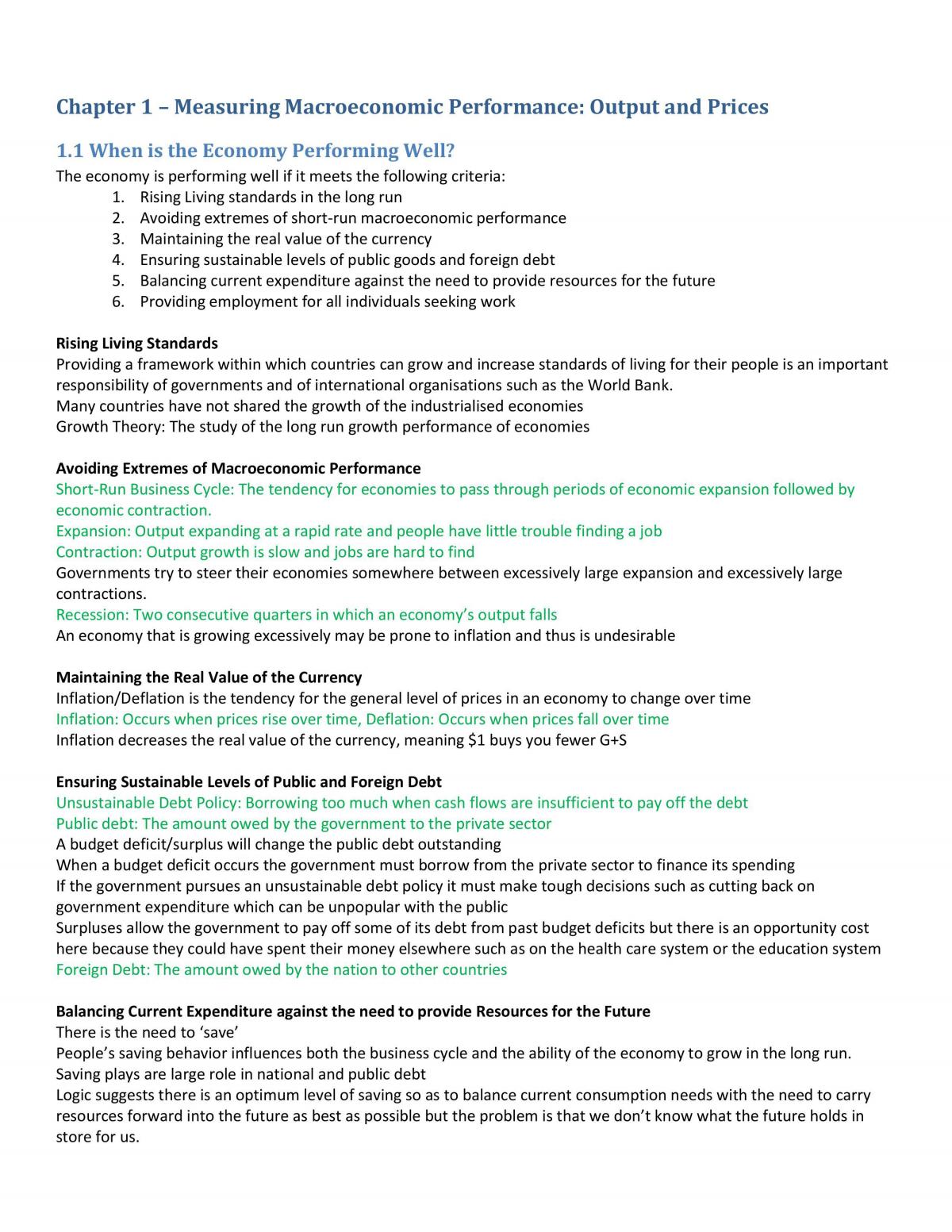 Macroeconomics notes - complete - Page 1