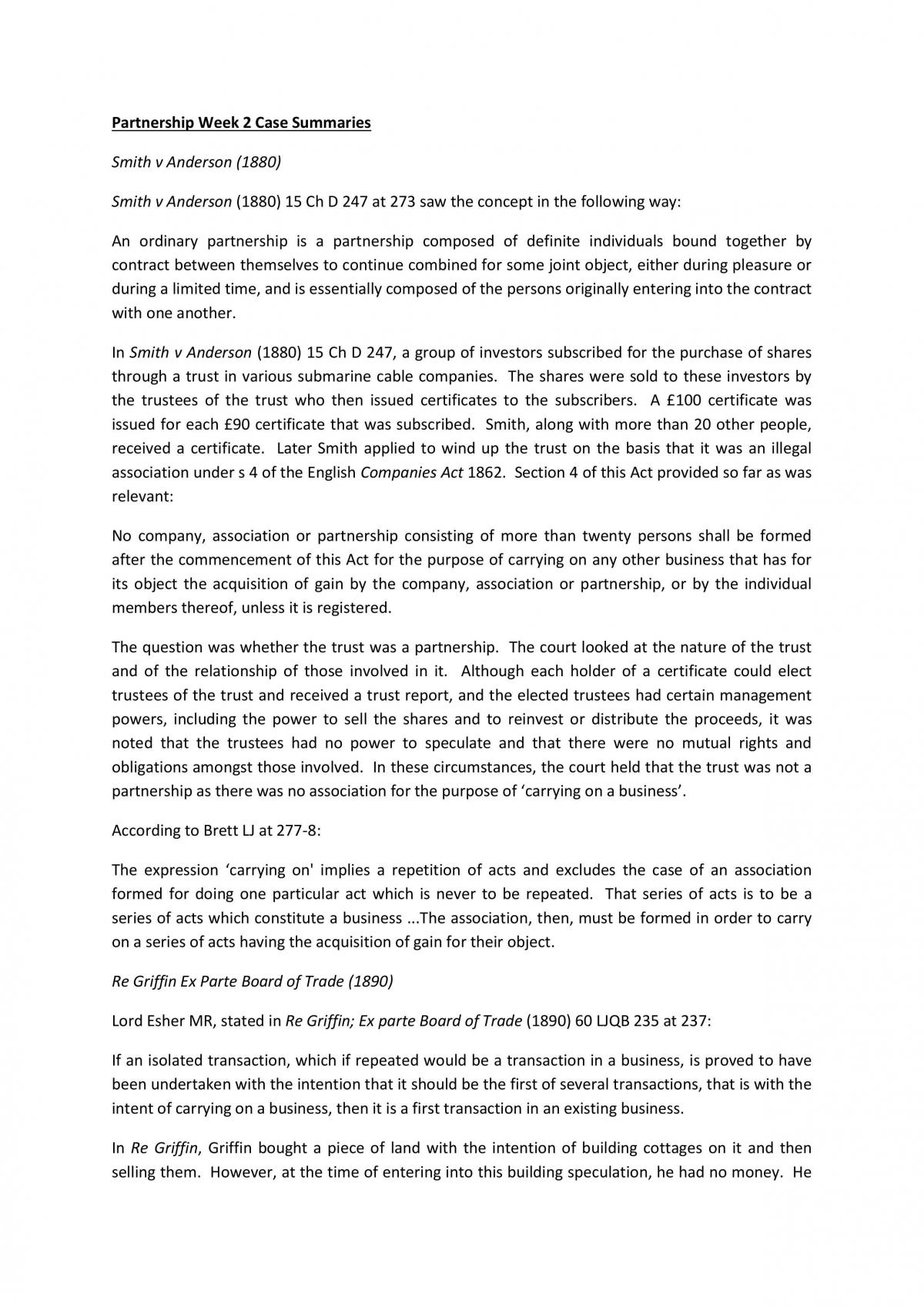 Law of Associations Case Notes Weeks 2-3 - Page 1