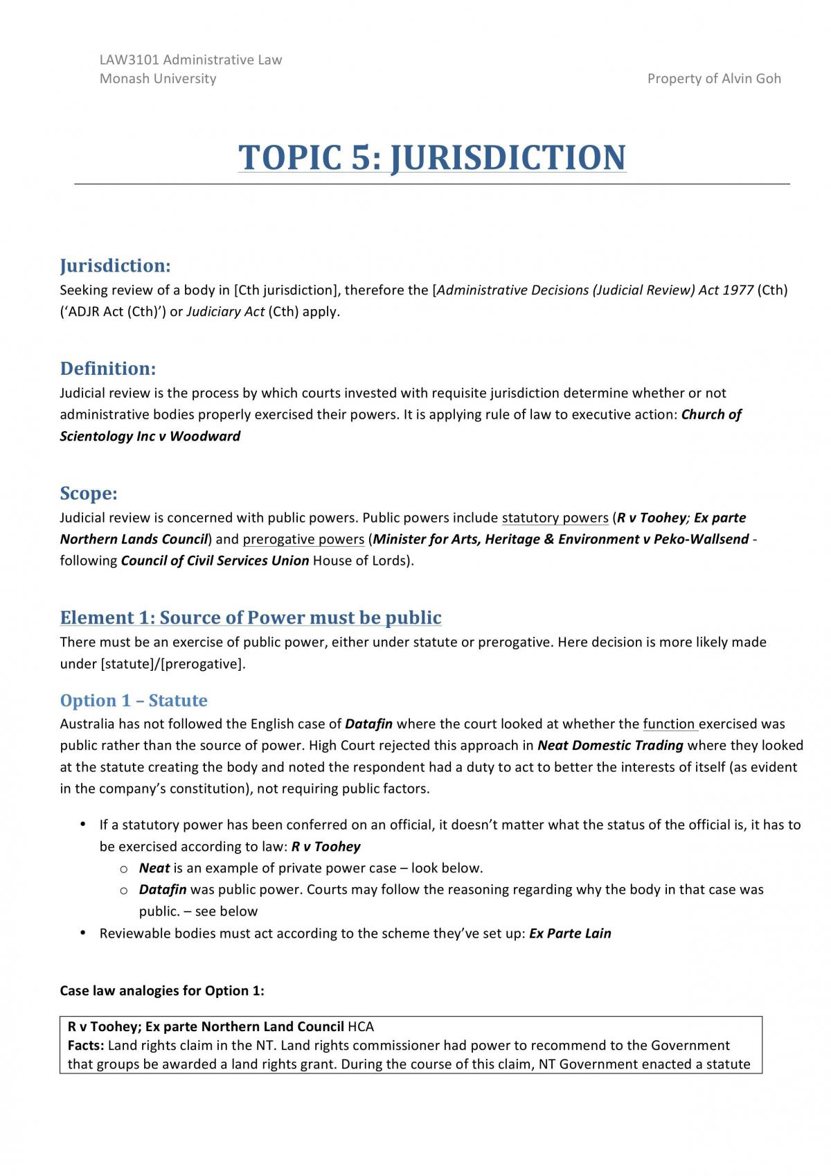 Administrative Law exam notes - Page 1