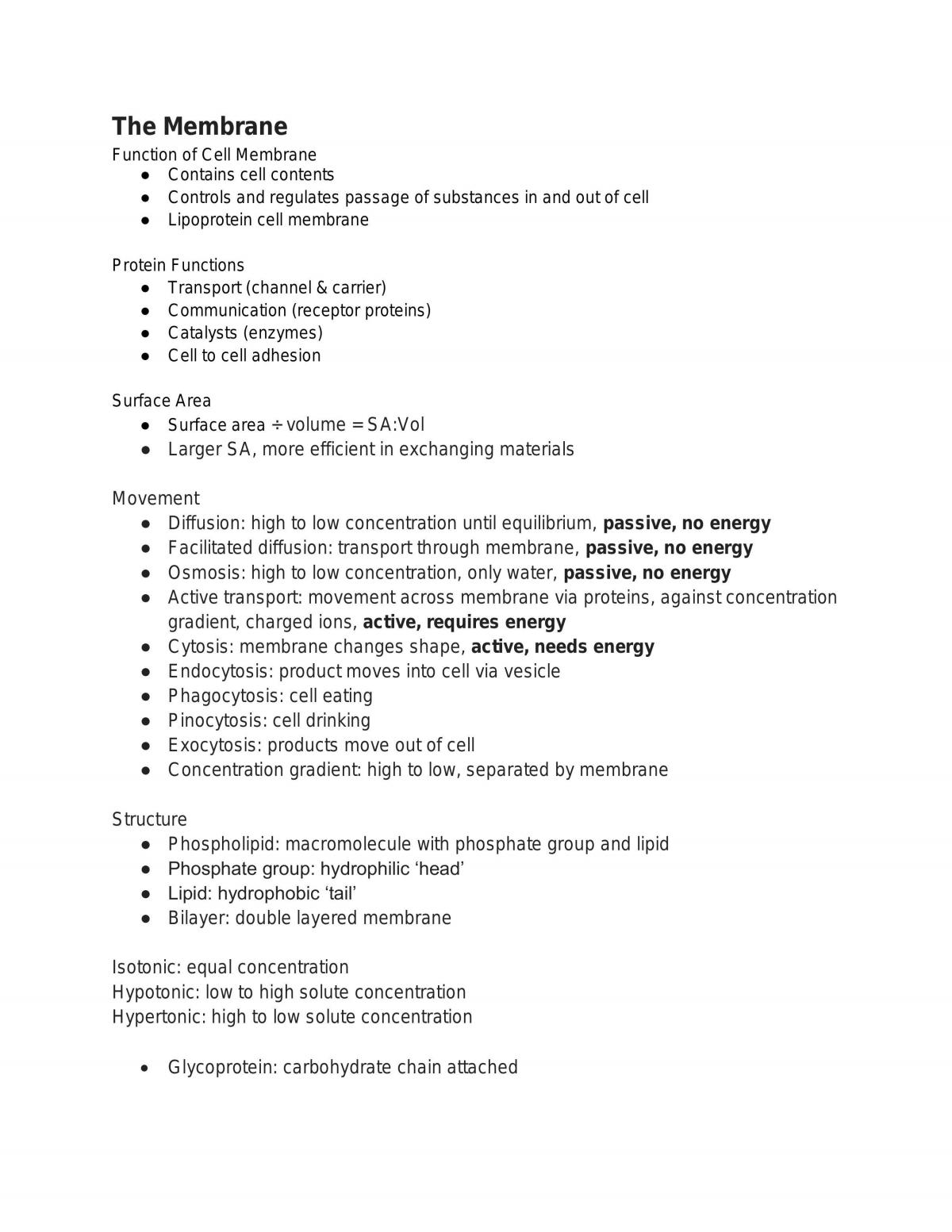 Biology Cell Notes - Page 1