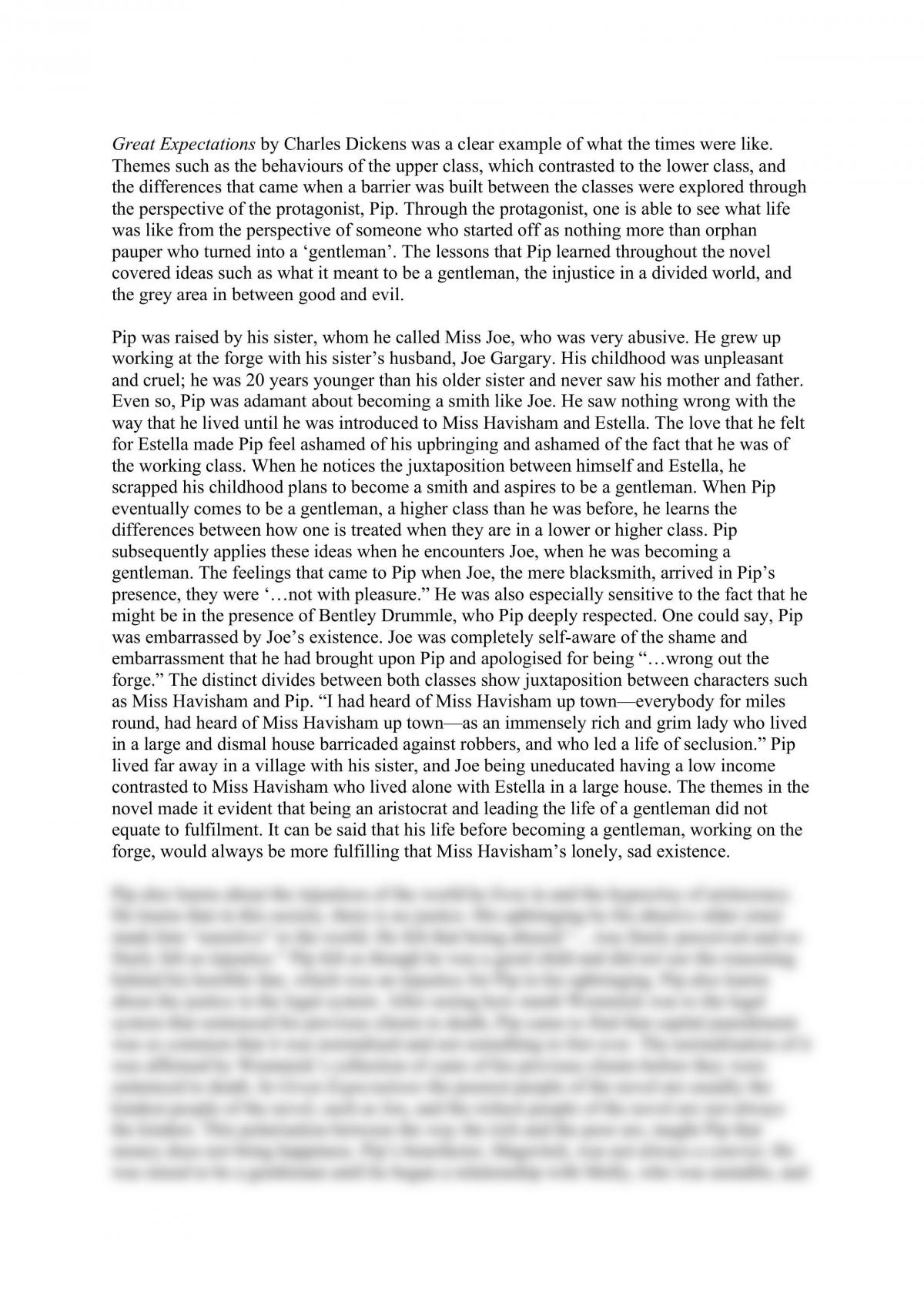 great expectations literary analysis essay