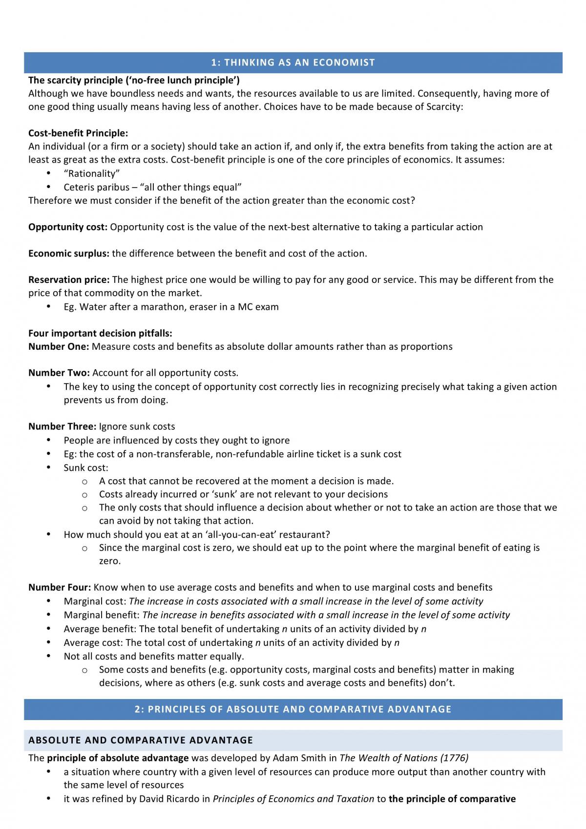 ECON1101 Complete Notes - Page 1