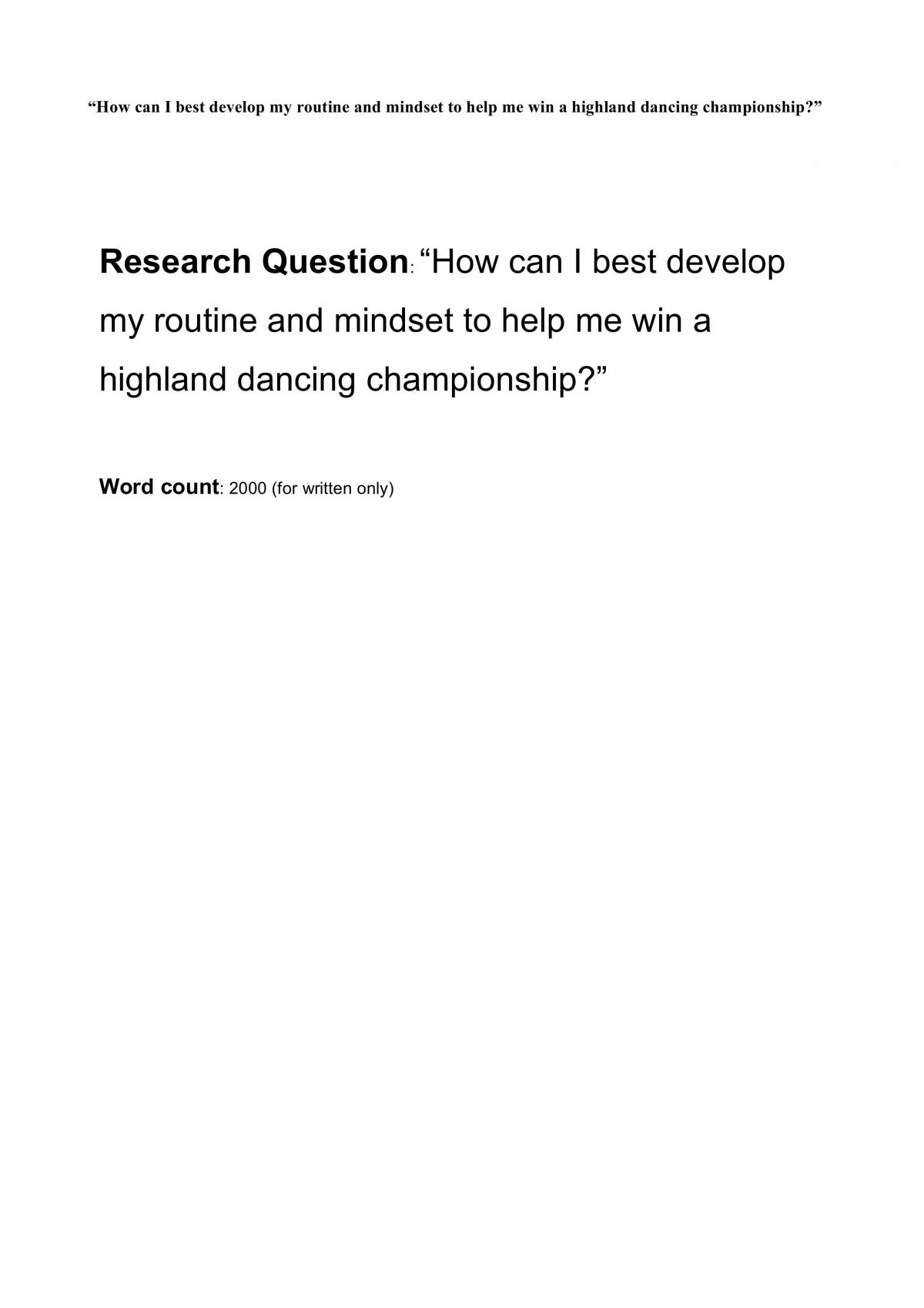 Highland Dancing - How can I best develop my routine and mindset to help me win a highland dancing championship? - Page 1