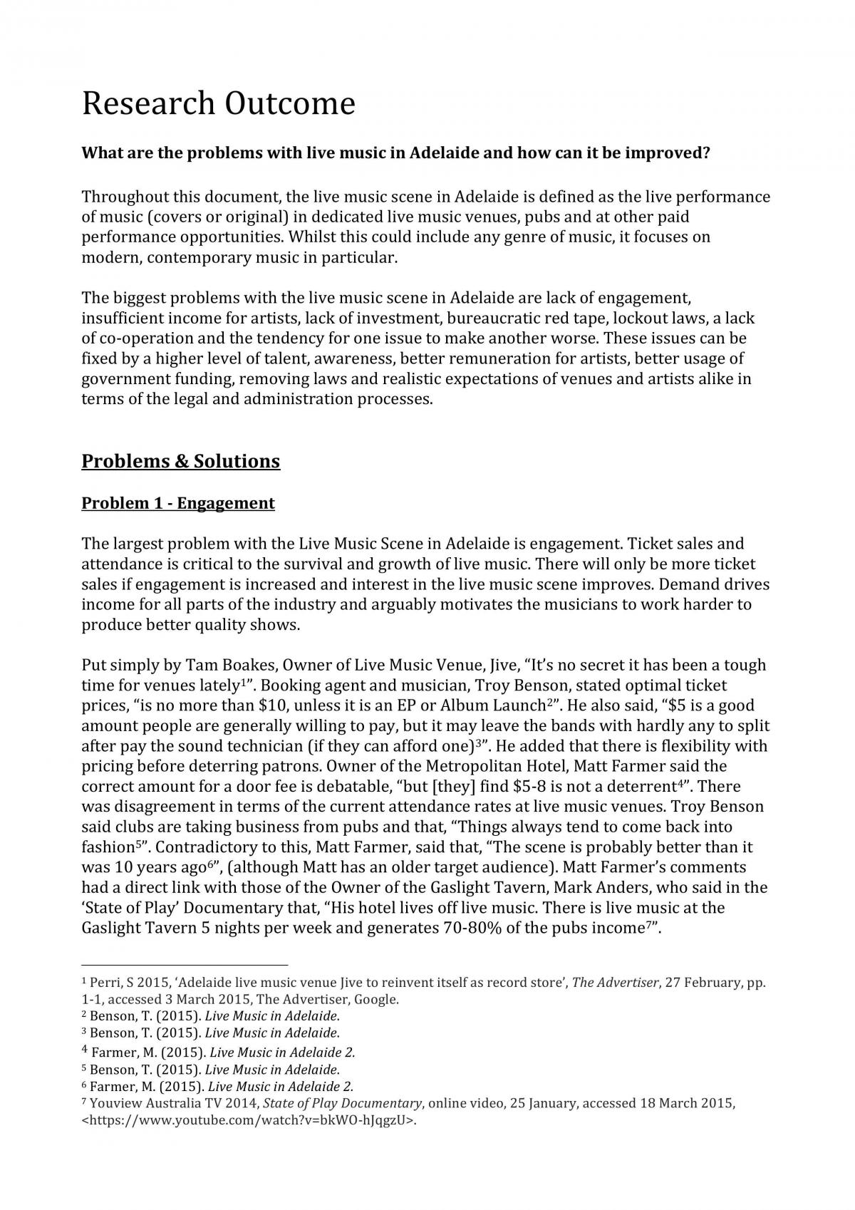 Live Music Research - Page 1