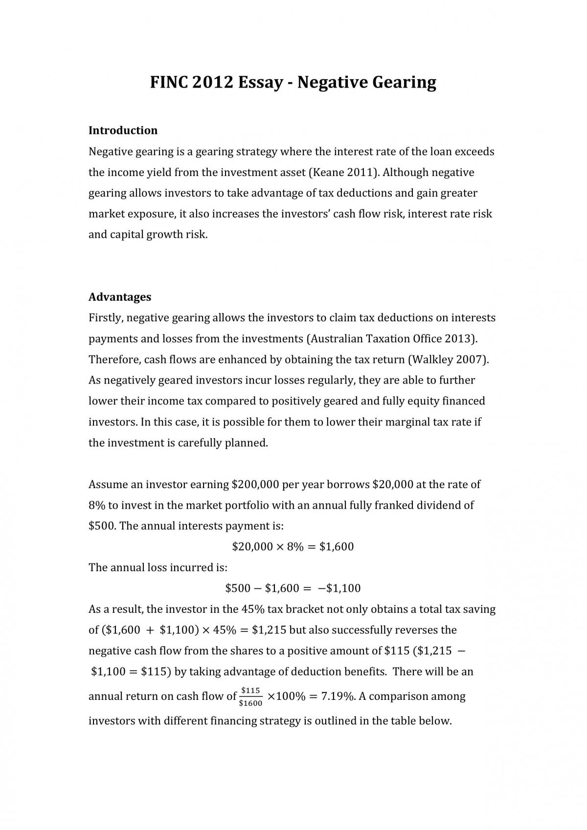 FINC2012 Essay - Page 1