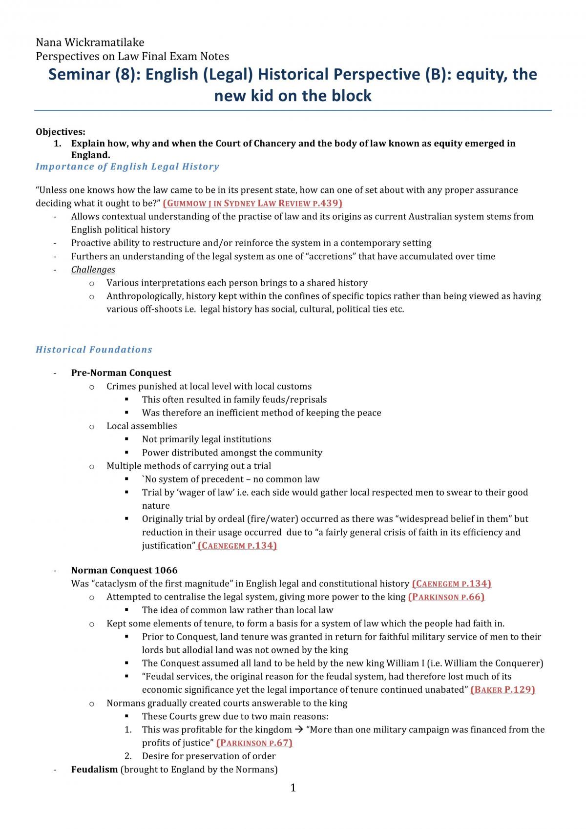 Seminar 8 Notes  - Page 1