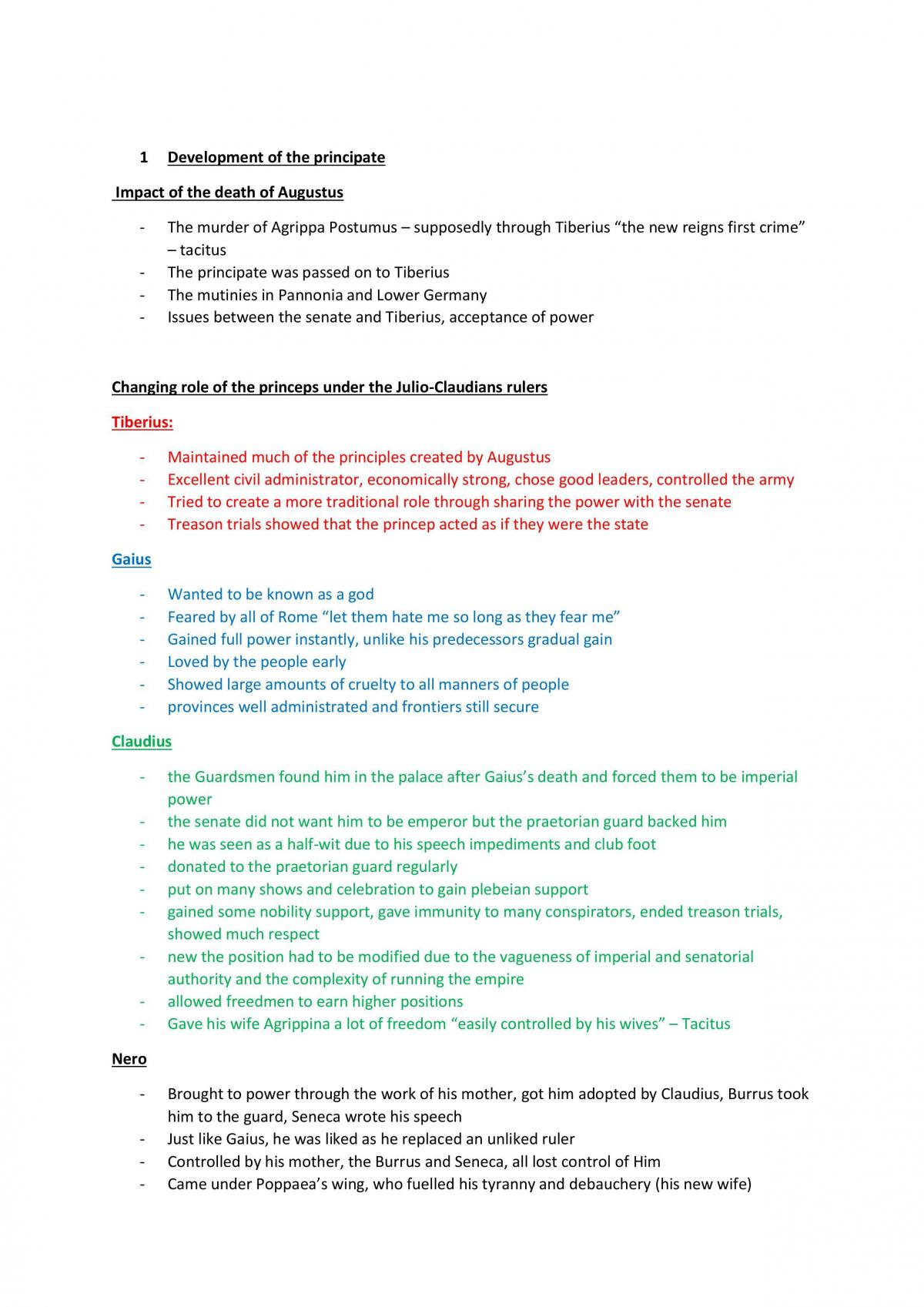 Julio Claudian Notes  - Page 1