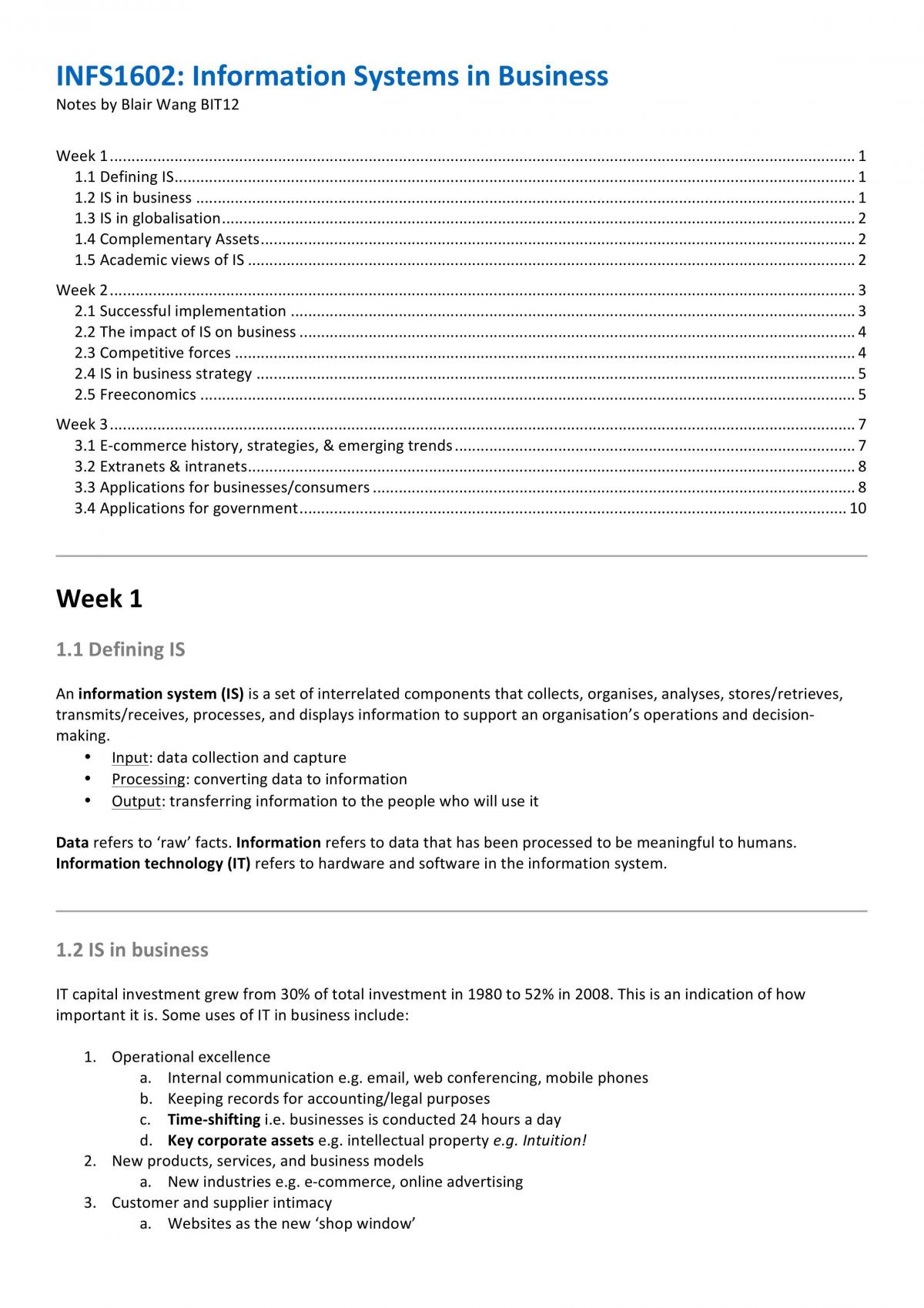 INFS1602 Summary Notes 2 - Page 1