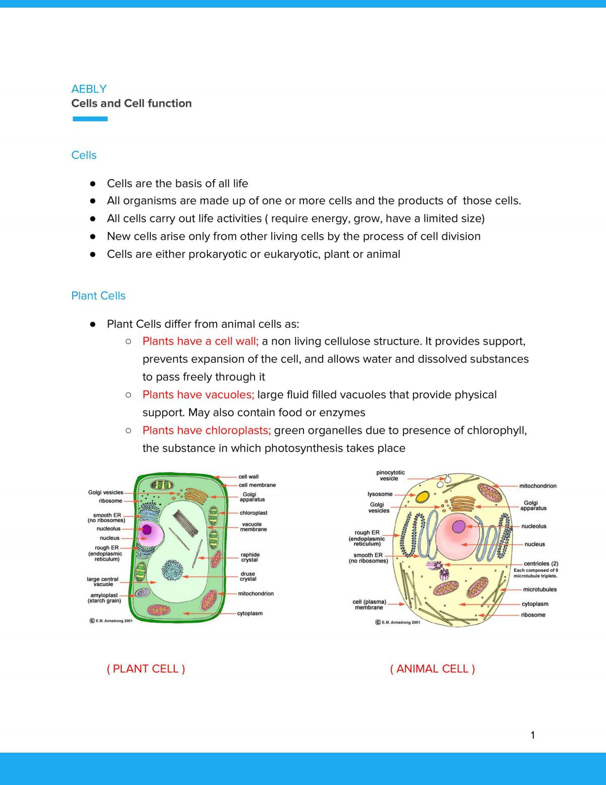 Cells/Cell Function and Circulation - Page 1