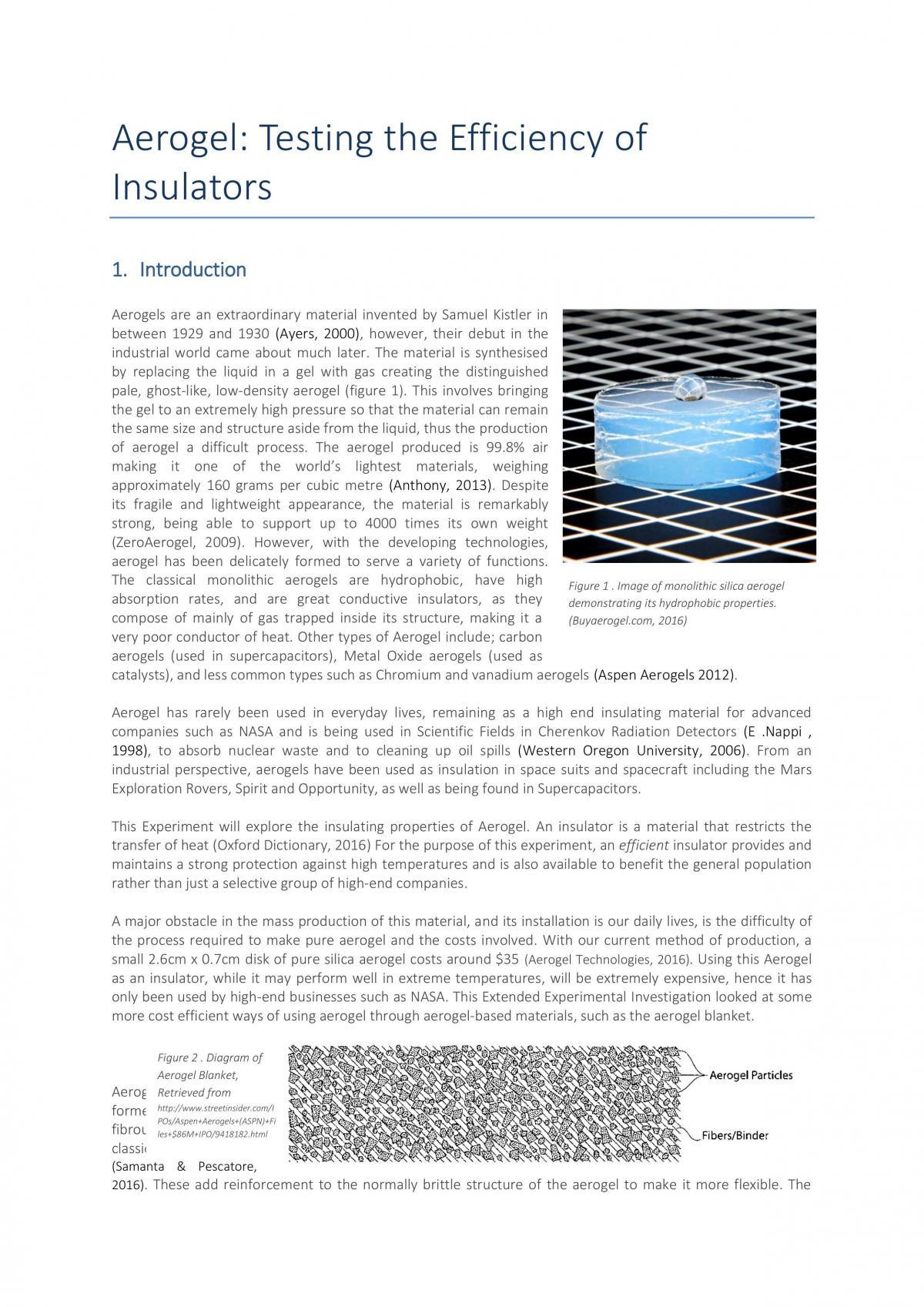 Testing Heat Resistance of Aerogels  - Page 1