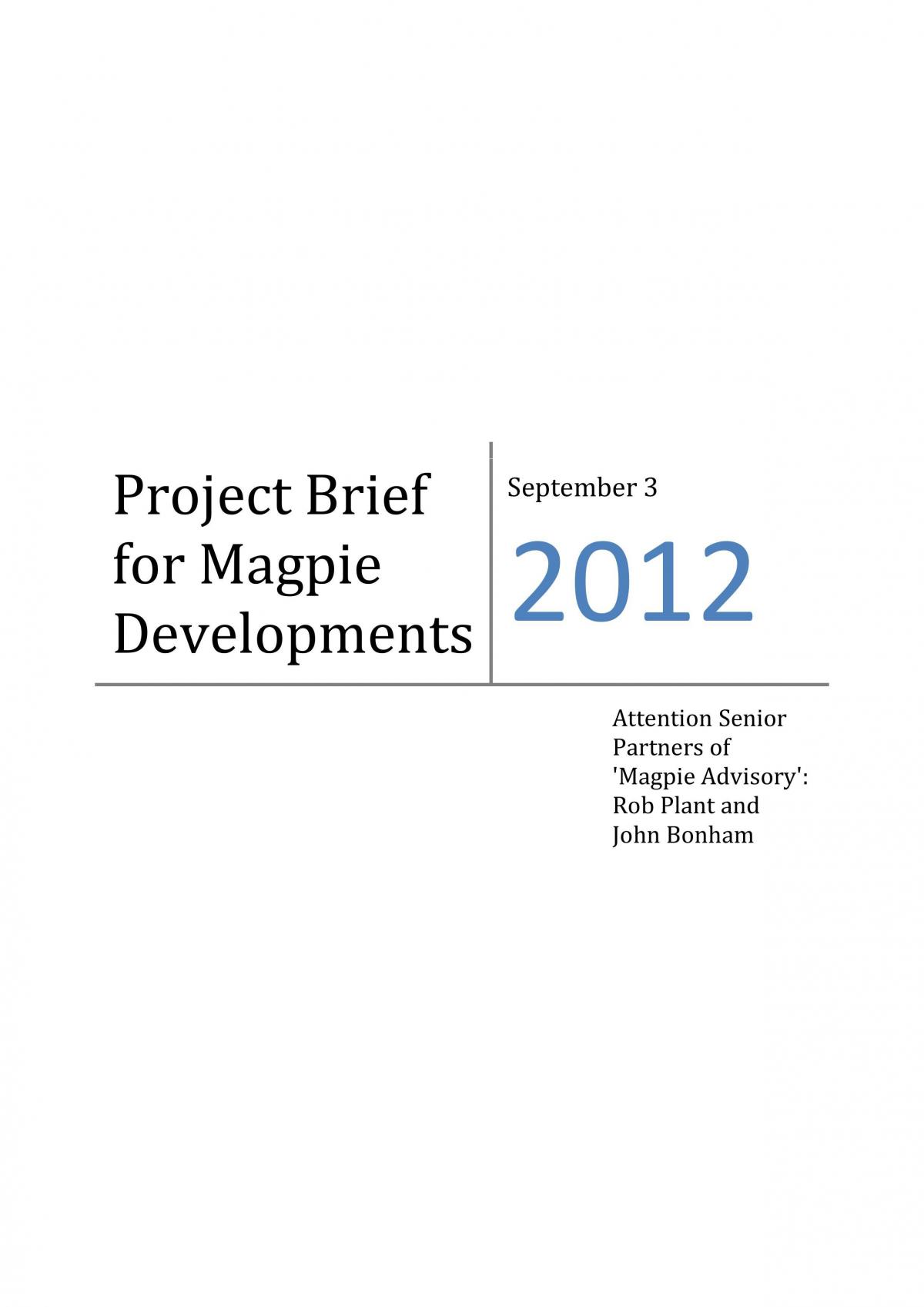 Project Brief - Assign 1 - Part A - Page 1