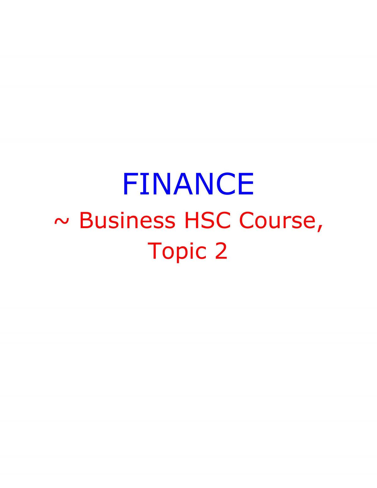 Finance Notes - Page 1