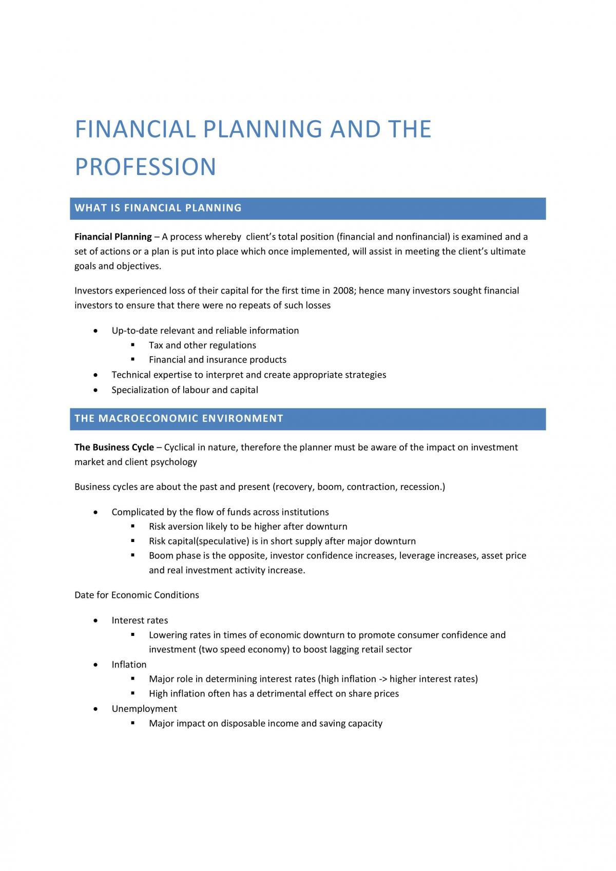 Financial Planning  - Page 1