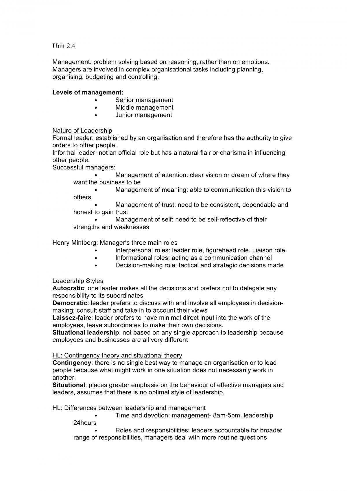 WORK2218 Management and Motivation full notes - Page 1